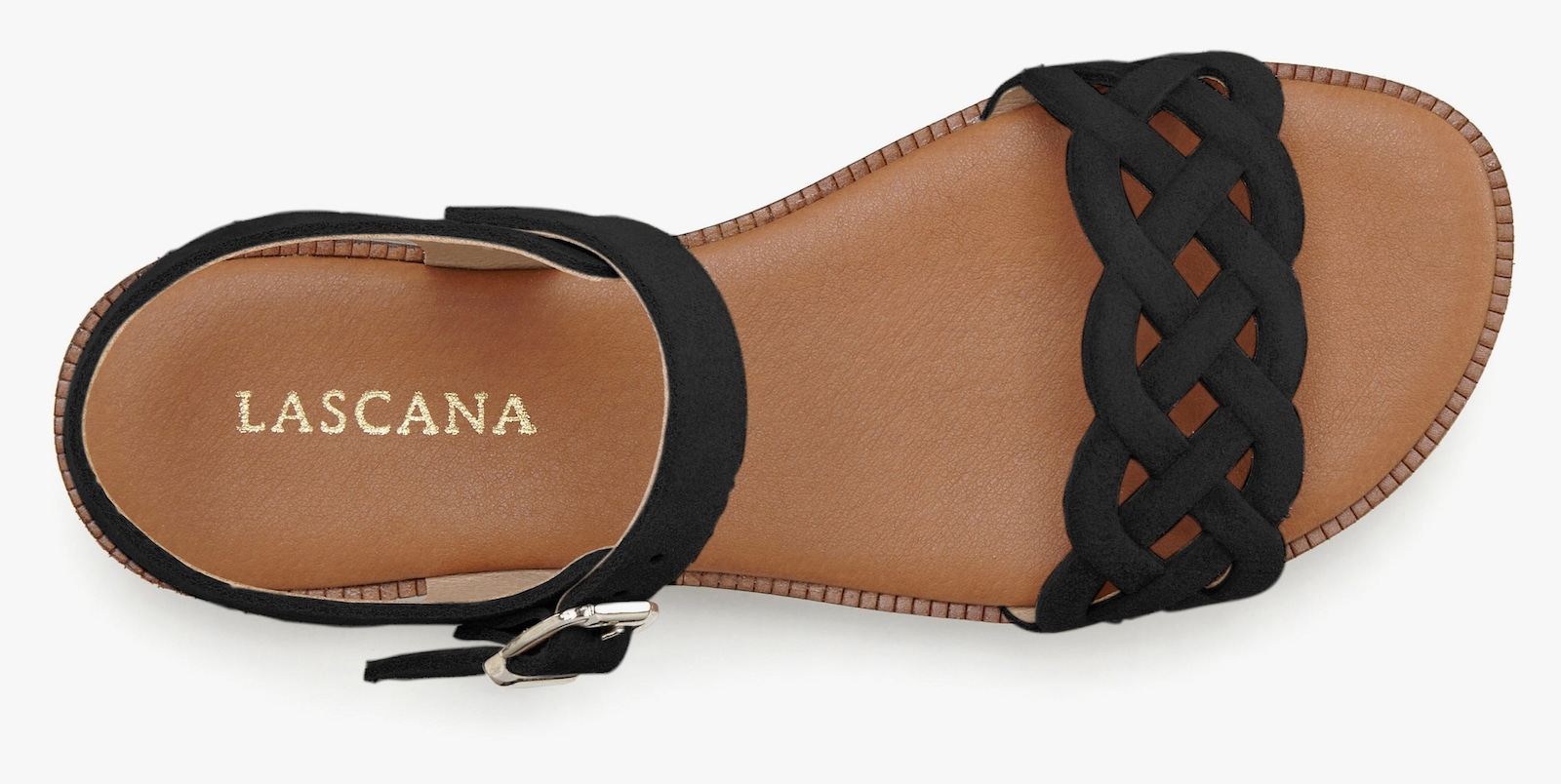 LASCANA Sandaal met gevlochten riempjes - zwart