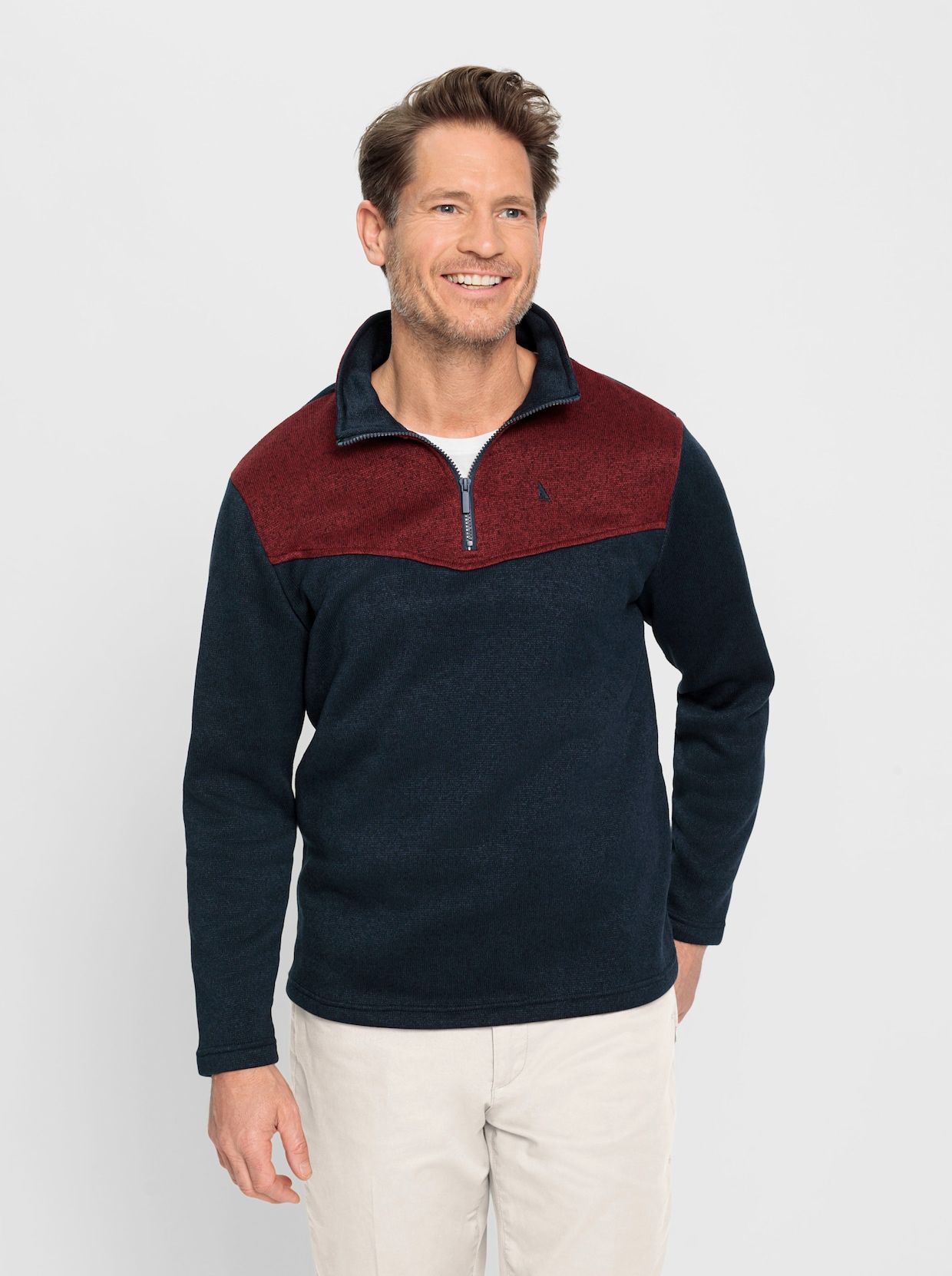 Catamaran Strickfleece-Shirt - marine-dunkelrot