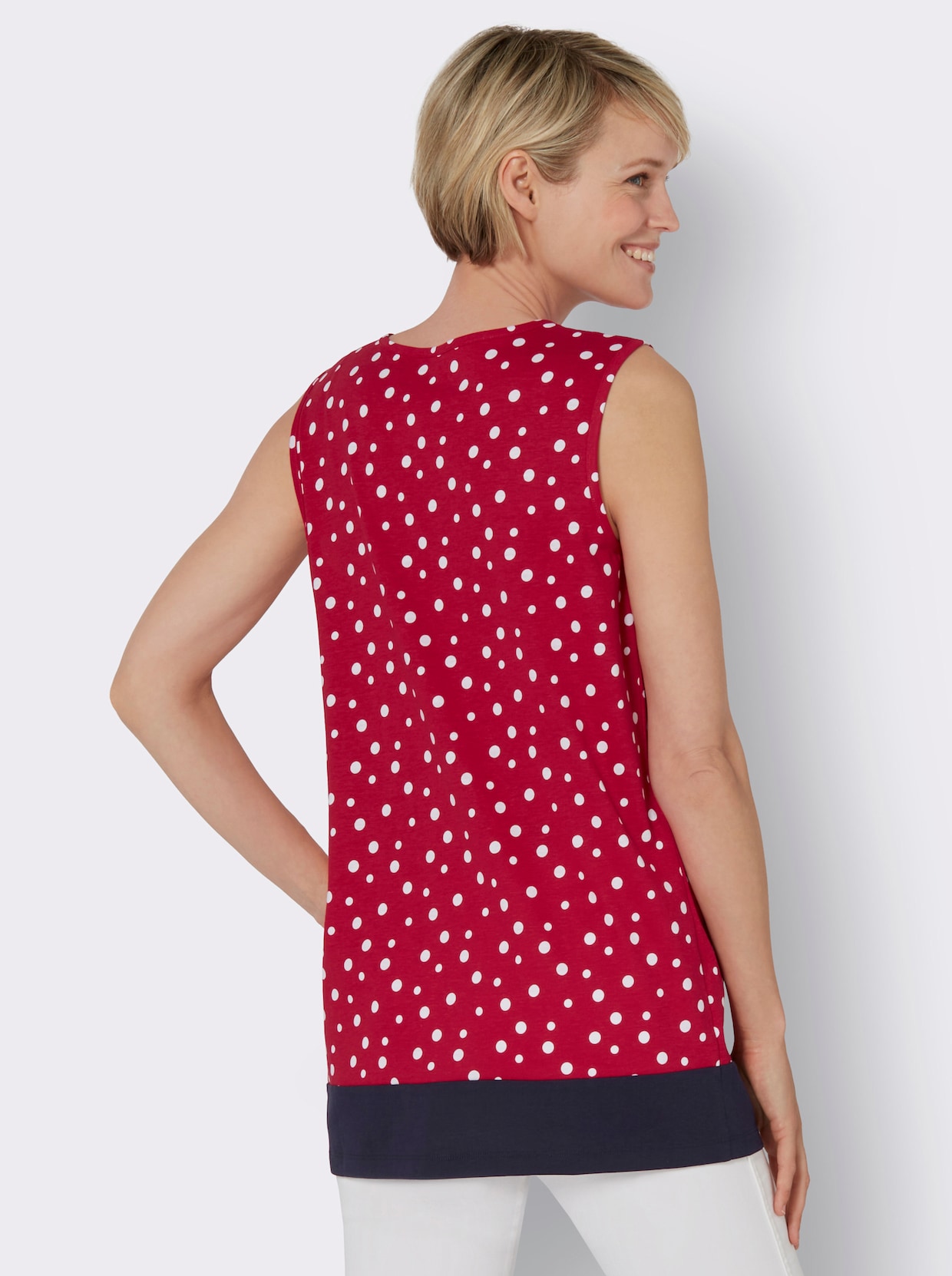 Lange top - rood/wit geprint