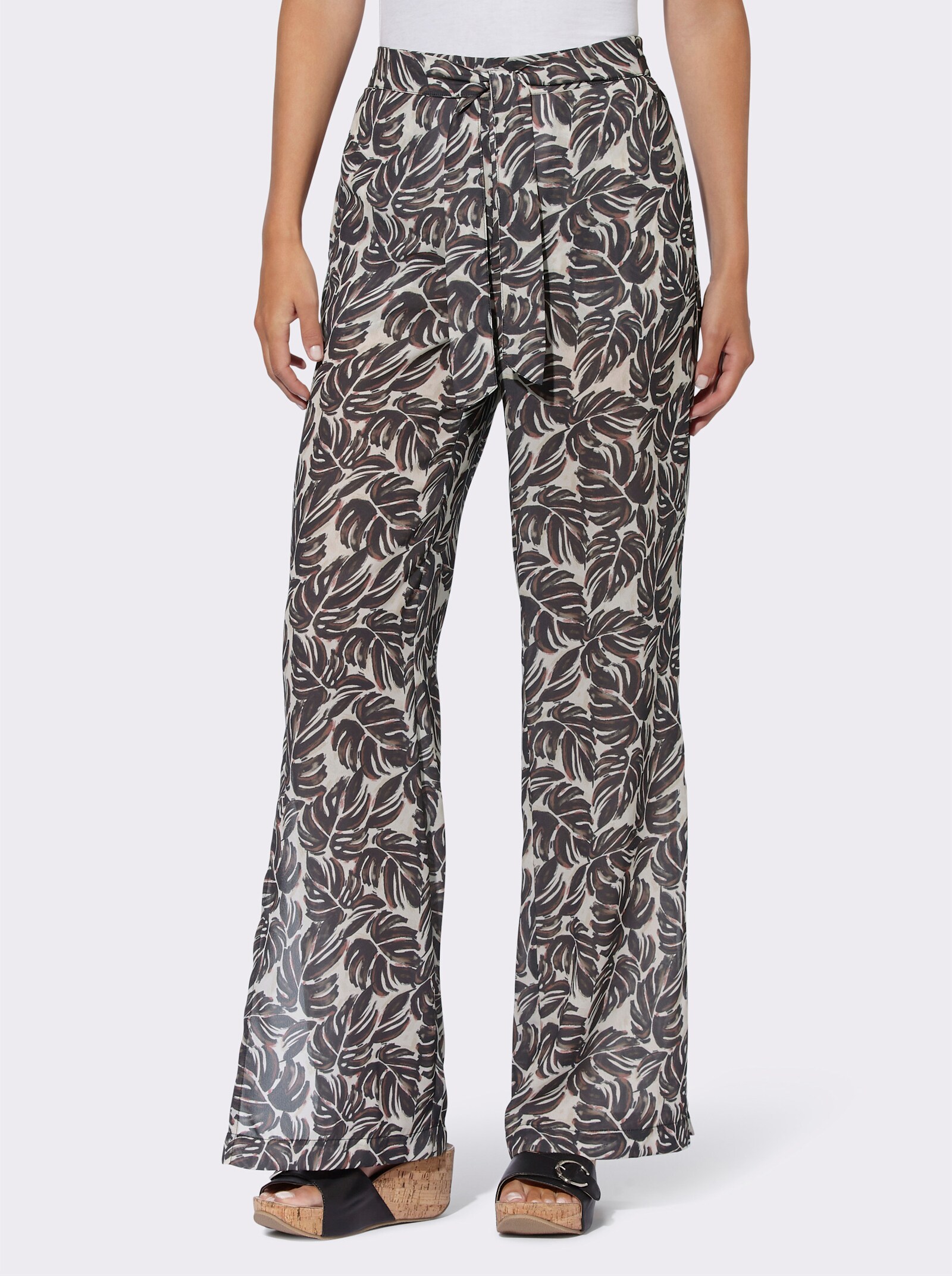 heine Druckhose mit hohen Seitenschlitzen - schwarz-sand-bedruckt