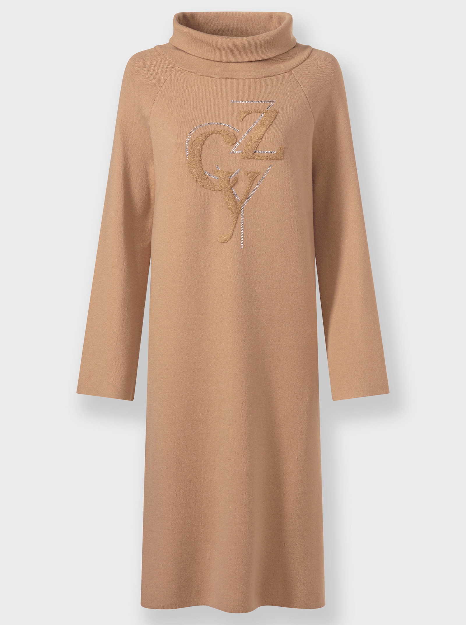 heine Strickkleid mit halsfernem Rollkragen - camel
