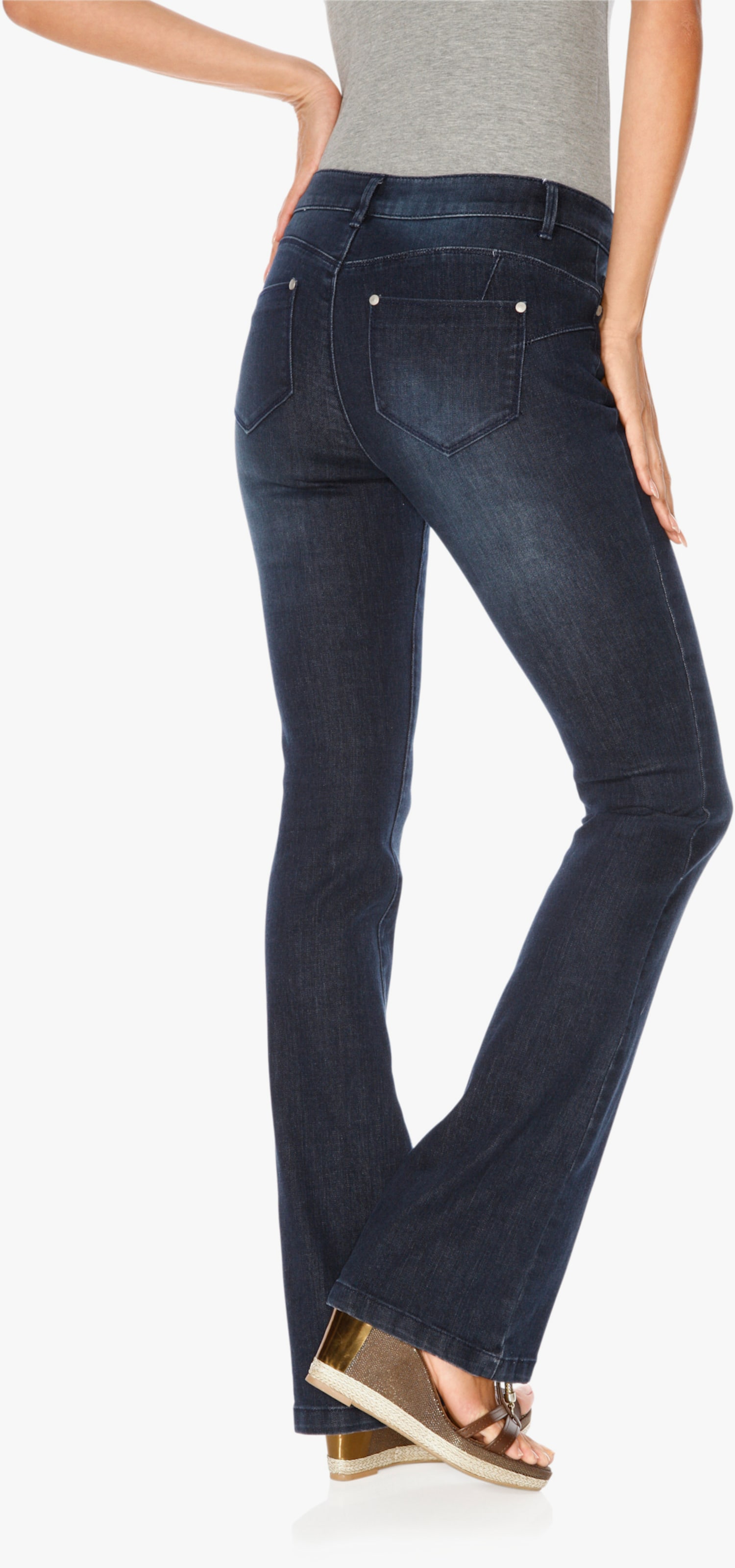 heine Bootcut jeans met 'buik weg'-effect - dark denim