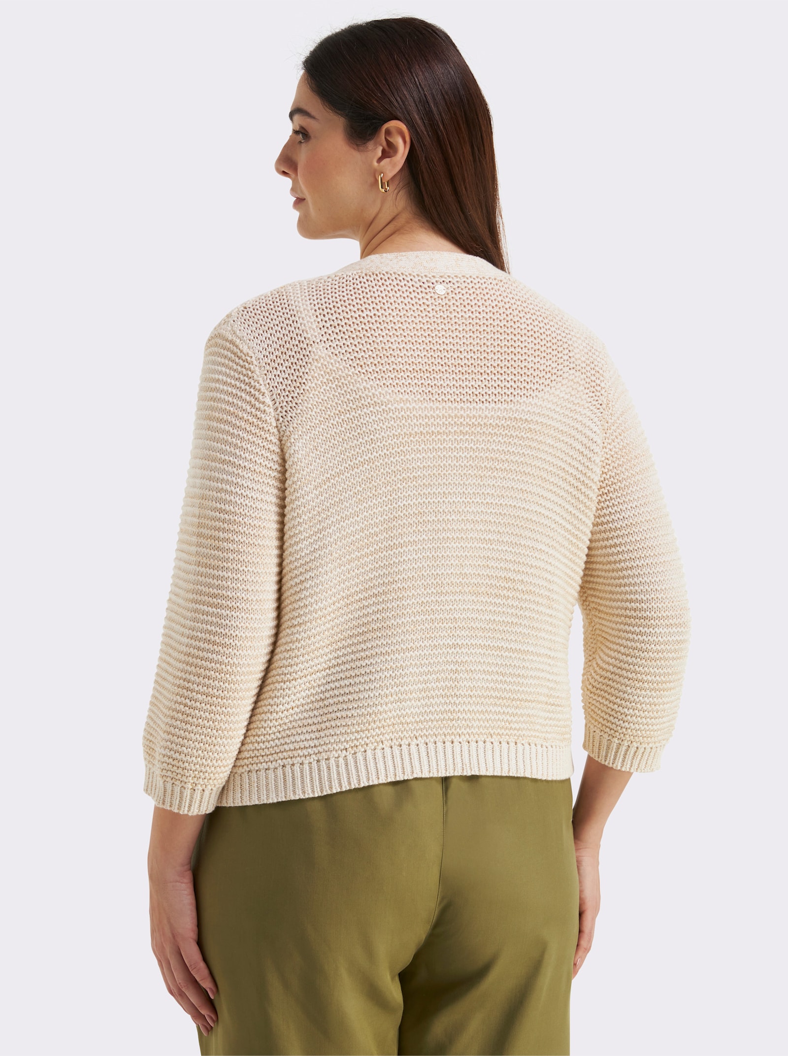 sheego Cardigan im Linksstrick, mit Lurexfaden - champagner-goldfarben