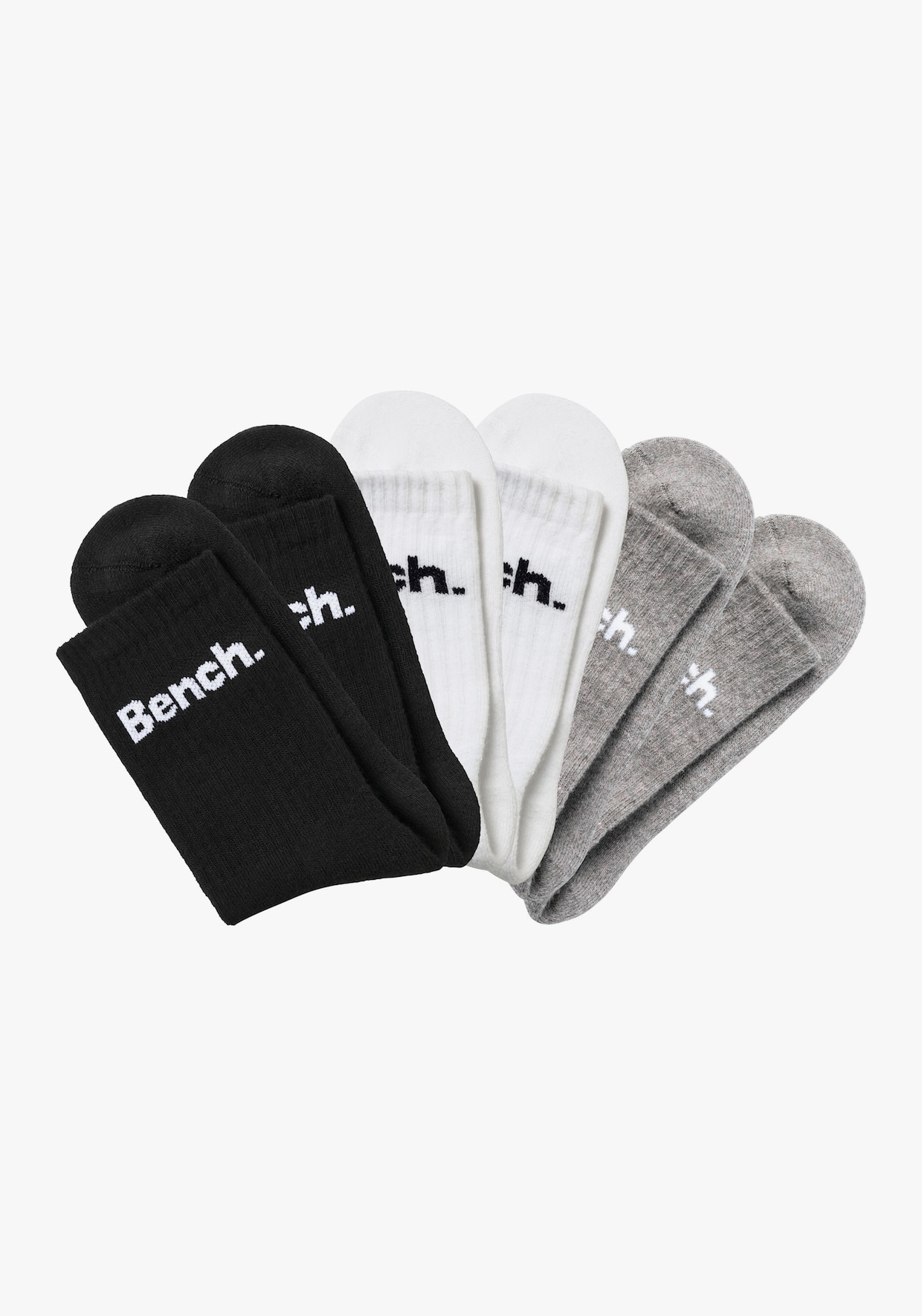 Bench. Chaussettes de tennis - 2x noir + 2x blanc + 2x gris chiné