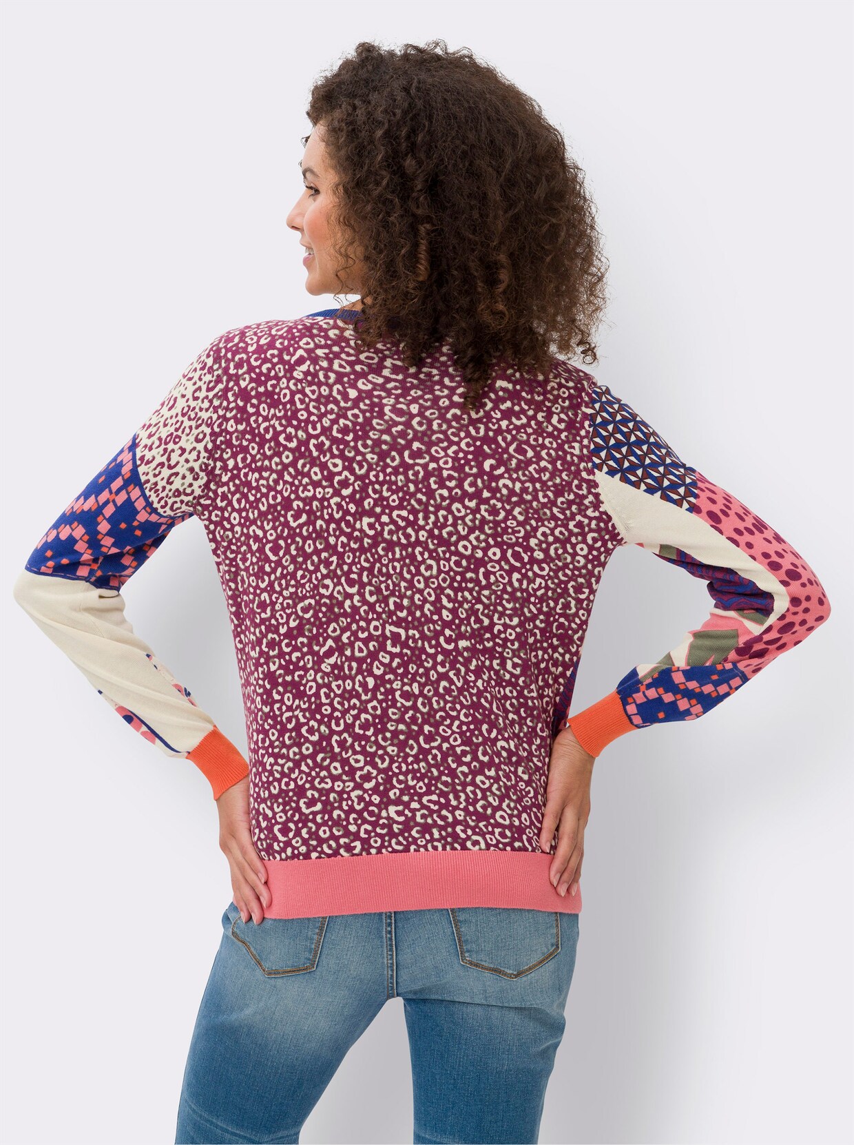 heine Cardigan - royalblau-flamingo-bedruckt