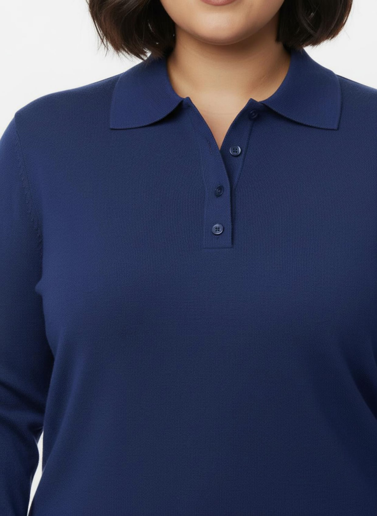 Polopullover mit kurzer Knopfleiste - royalblau