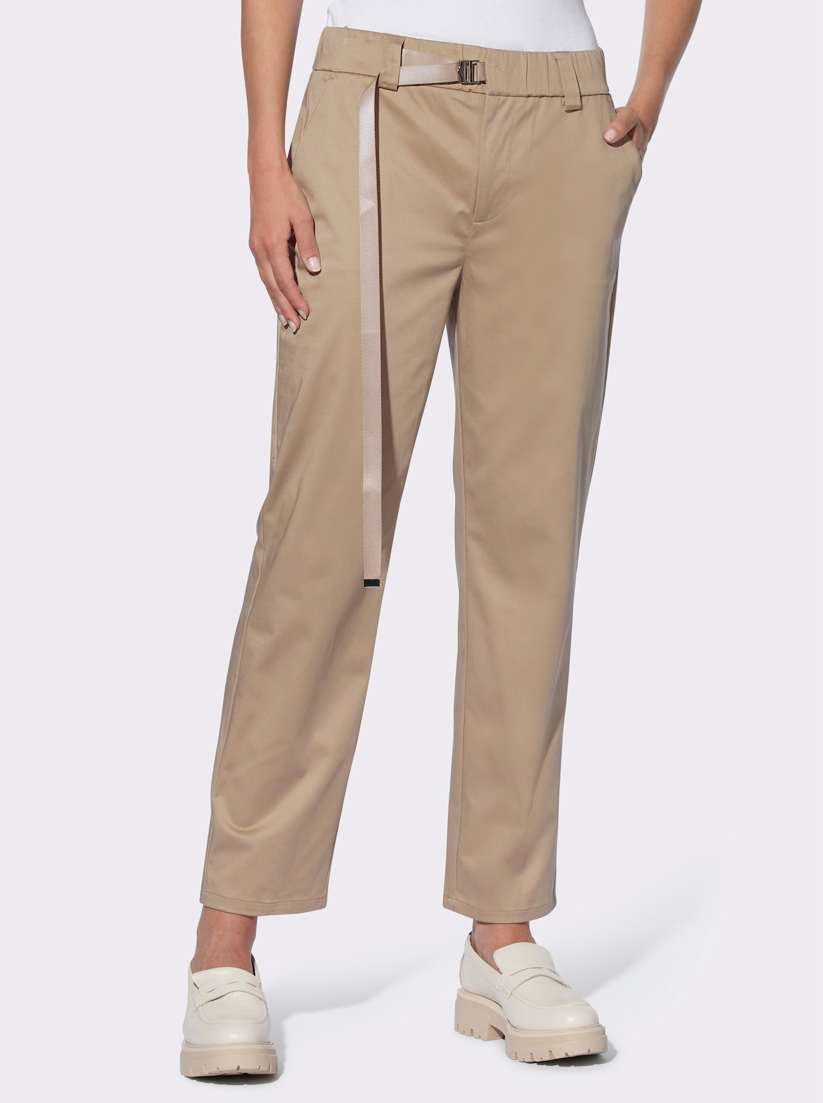 heine Chinohose mit dezentem Glanz - sesam