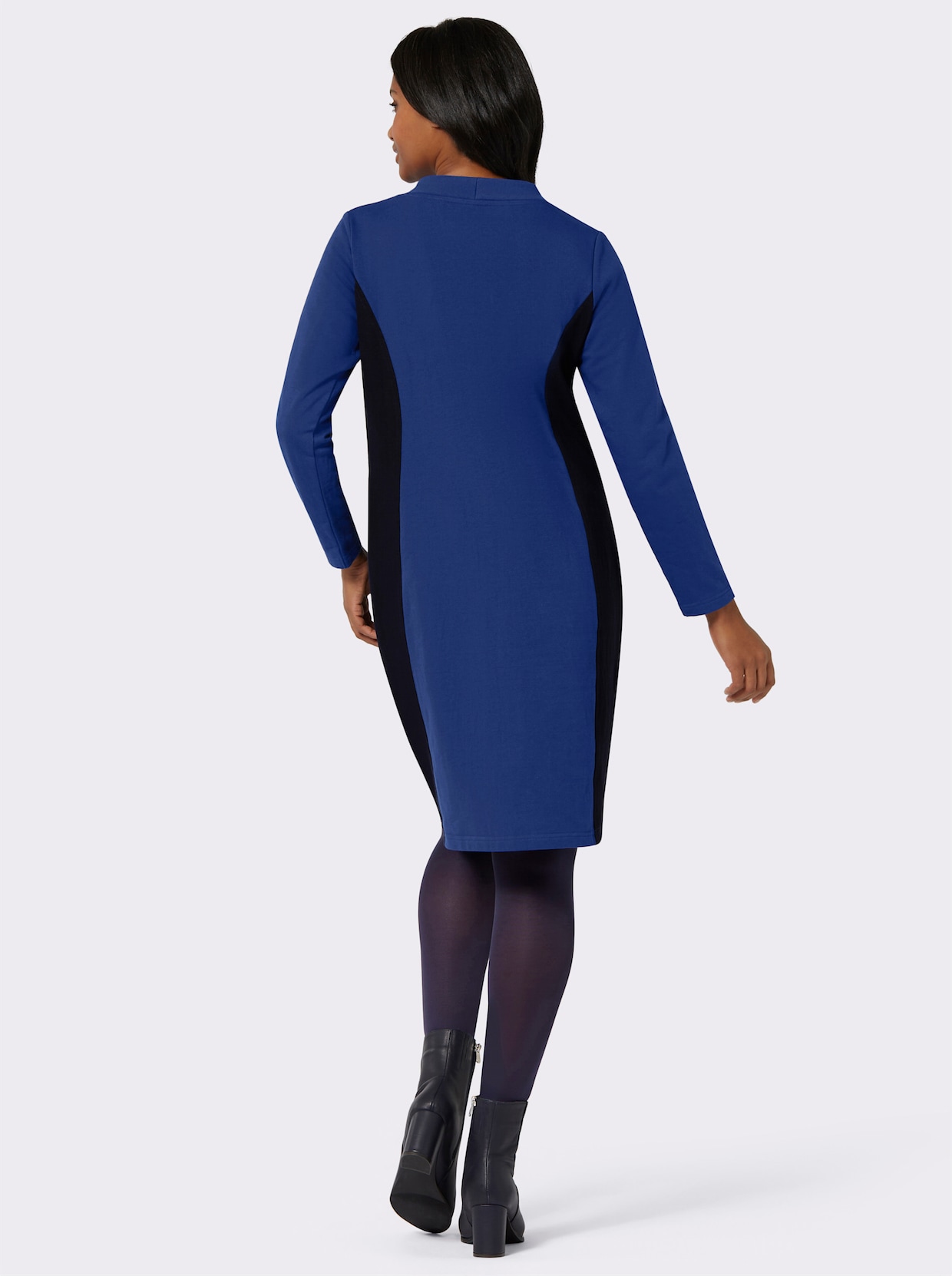 Jersey-Kleid - royalblau-marine-gemustert