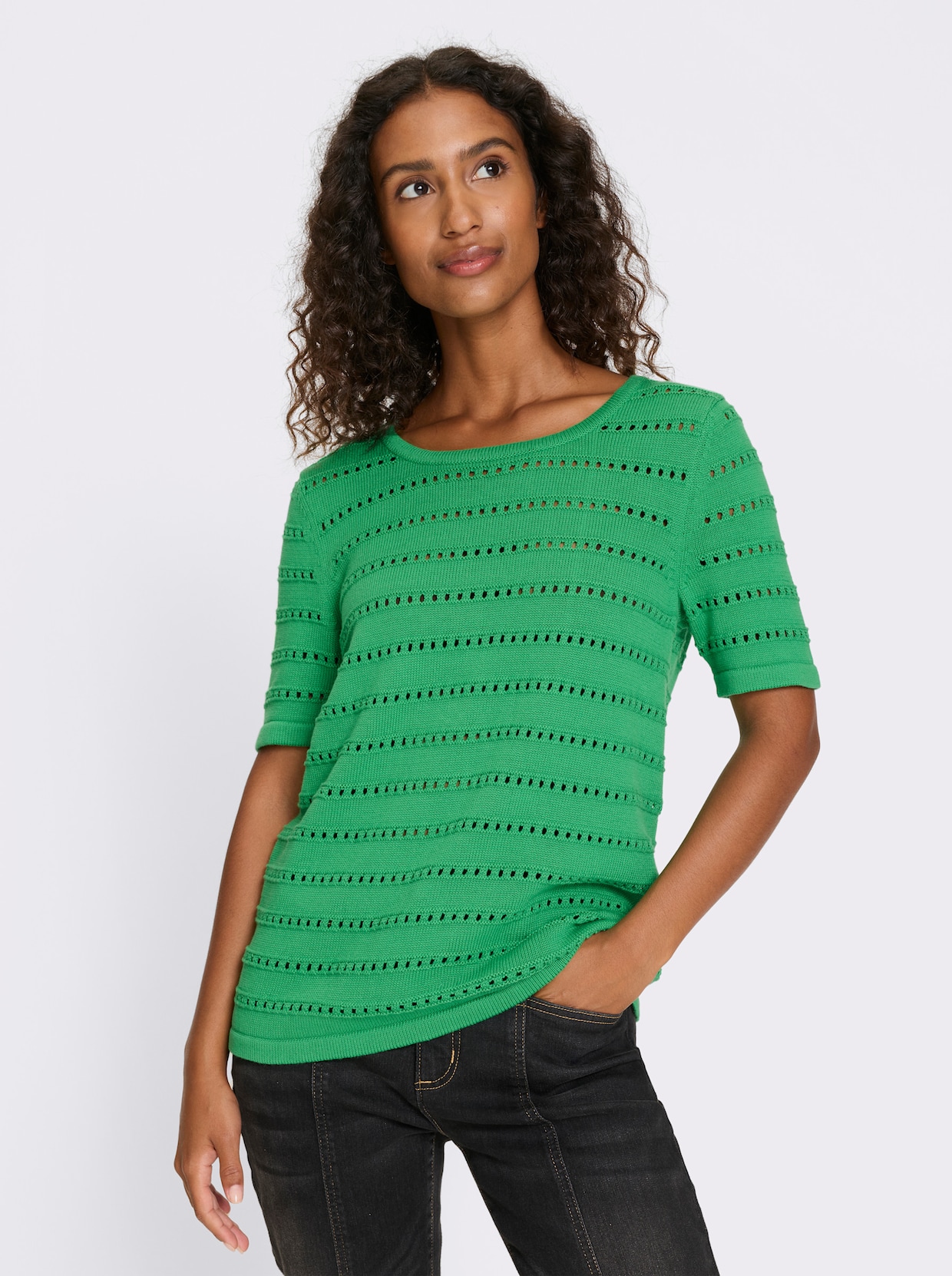 heine Ajourpullover - grasgrün