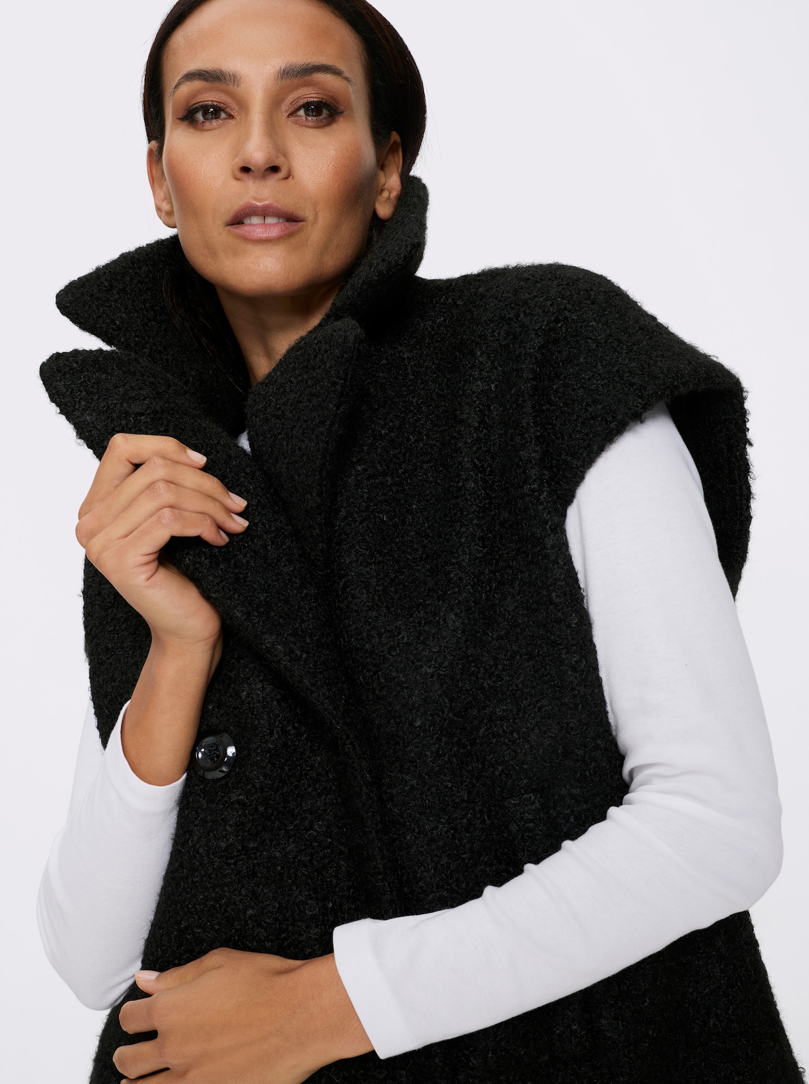 heine Weste mit Reverskragen - schwarz