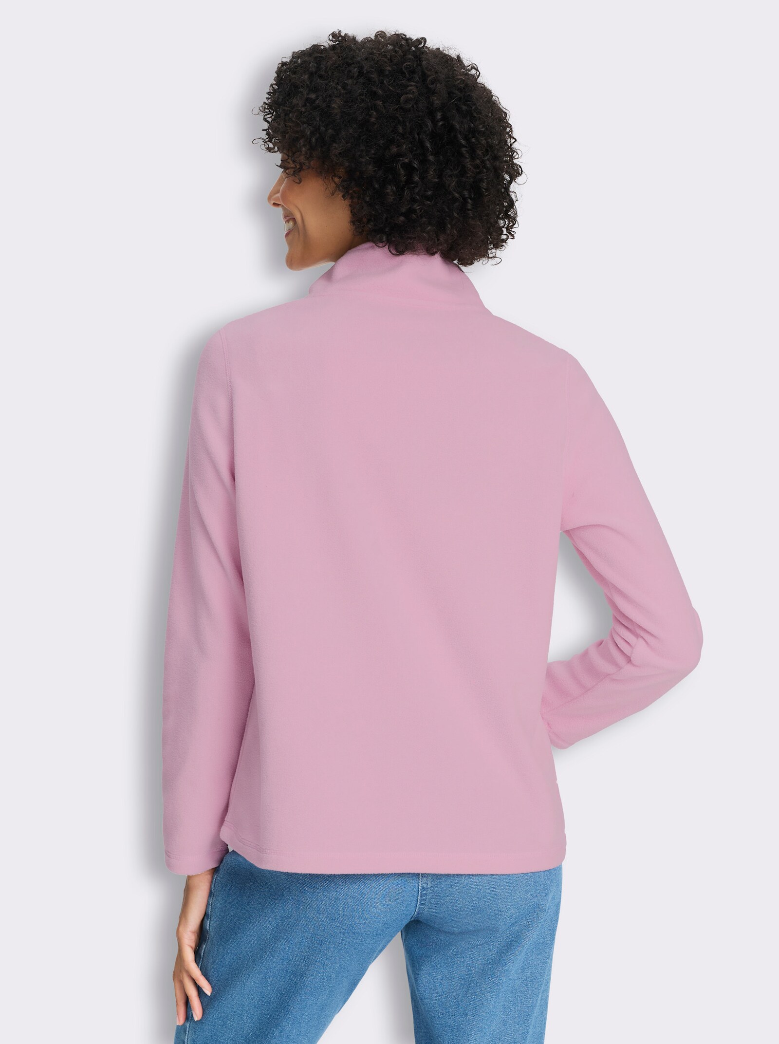 Fleeceshirt mit Stehkragen - rosé