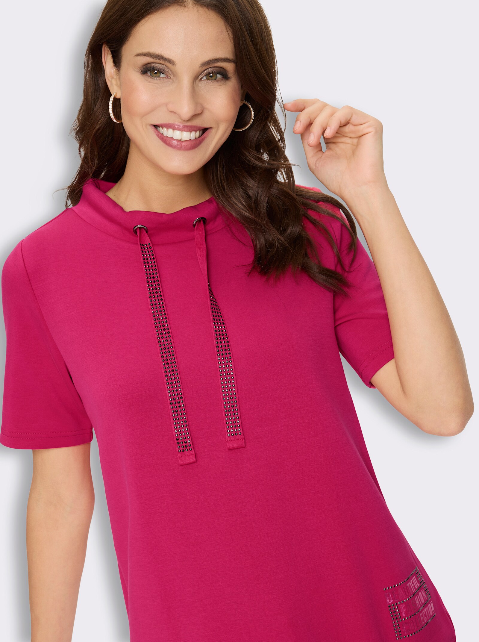 Sweatshirt mit kurzen Ärmeln - pink