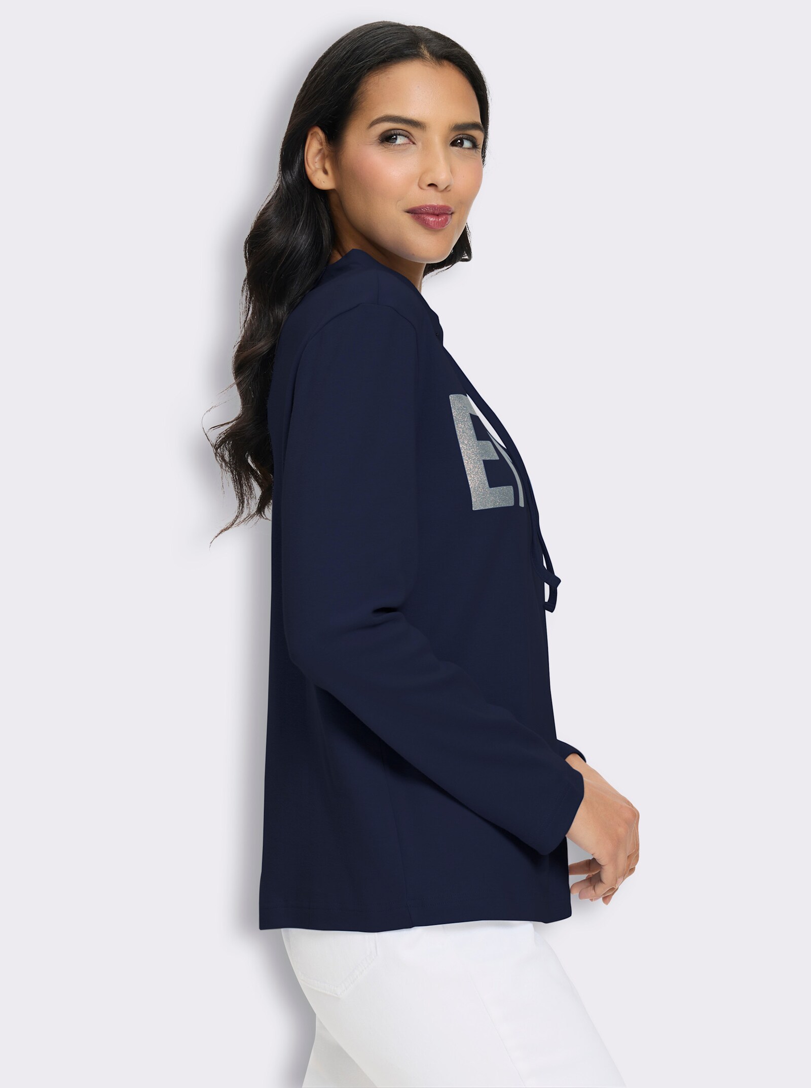 Sweatshirt mit platziertem Glitzer-Druck - marine