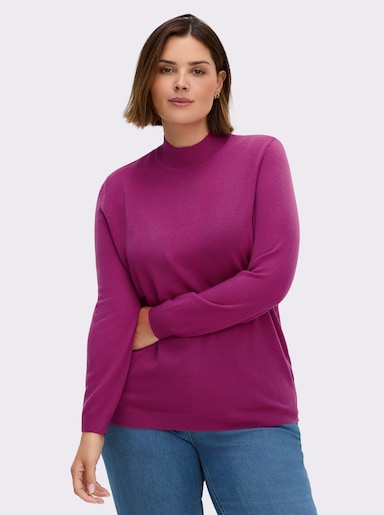 Stehkragenpullover weich wie Kaschmir - magenta