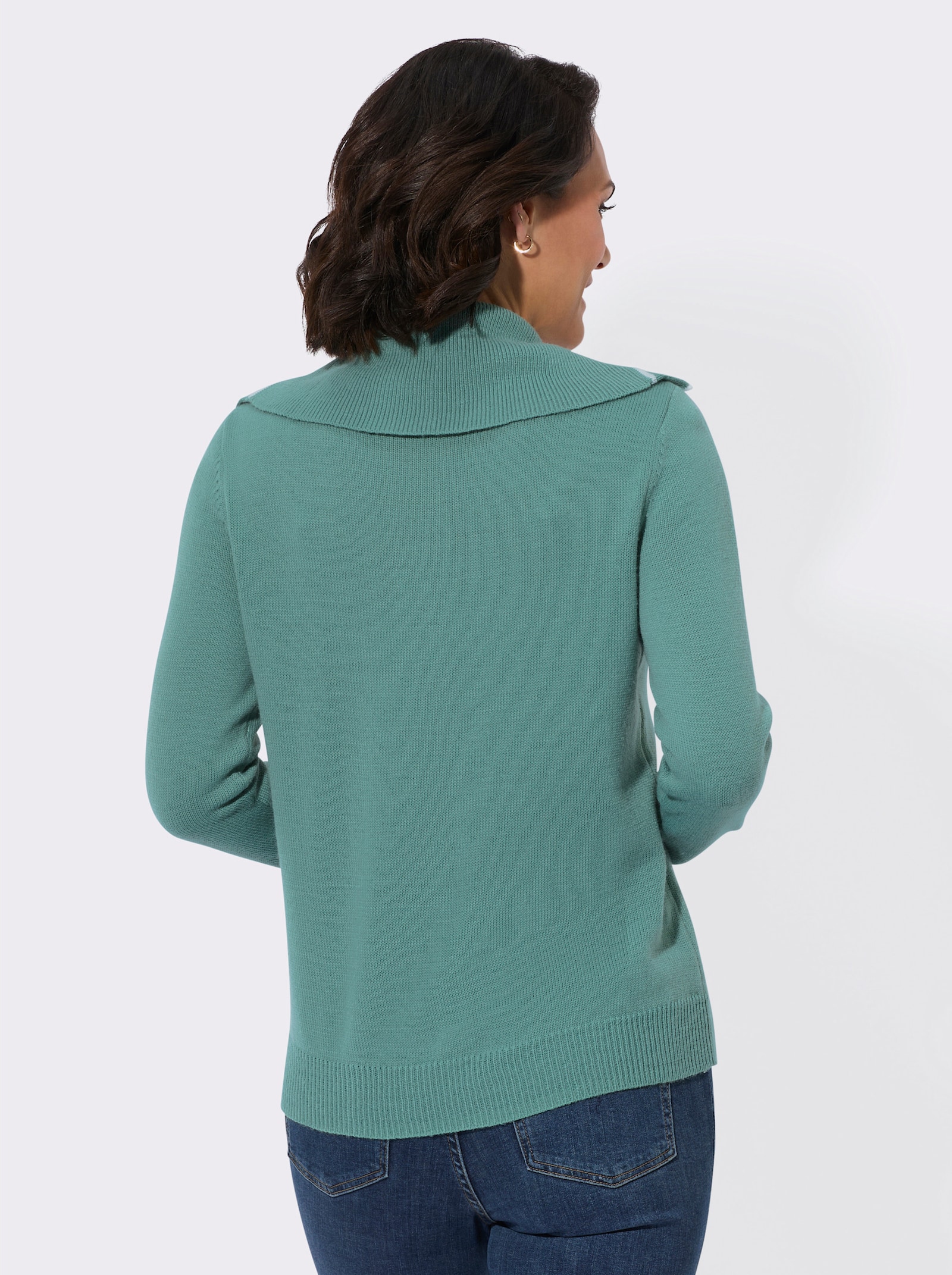 Pullover mit Troyerkragen - jade