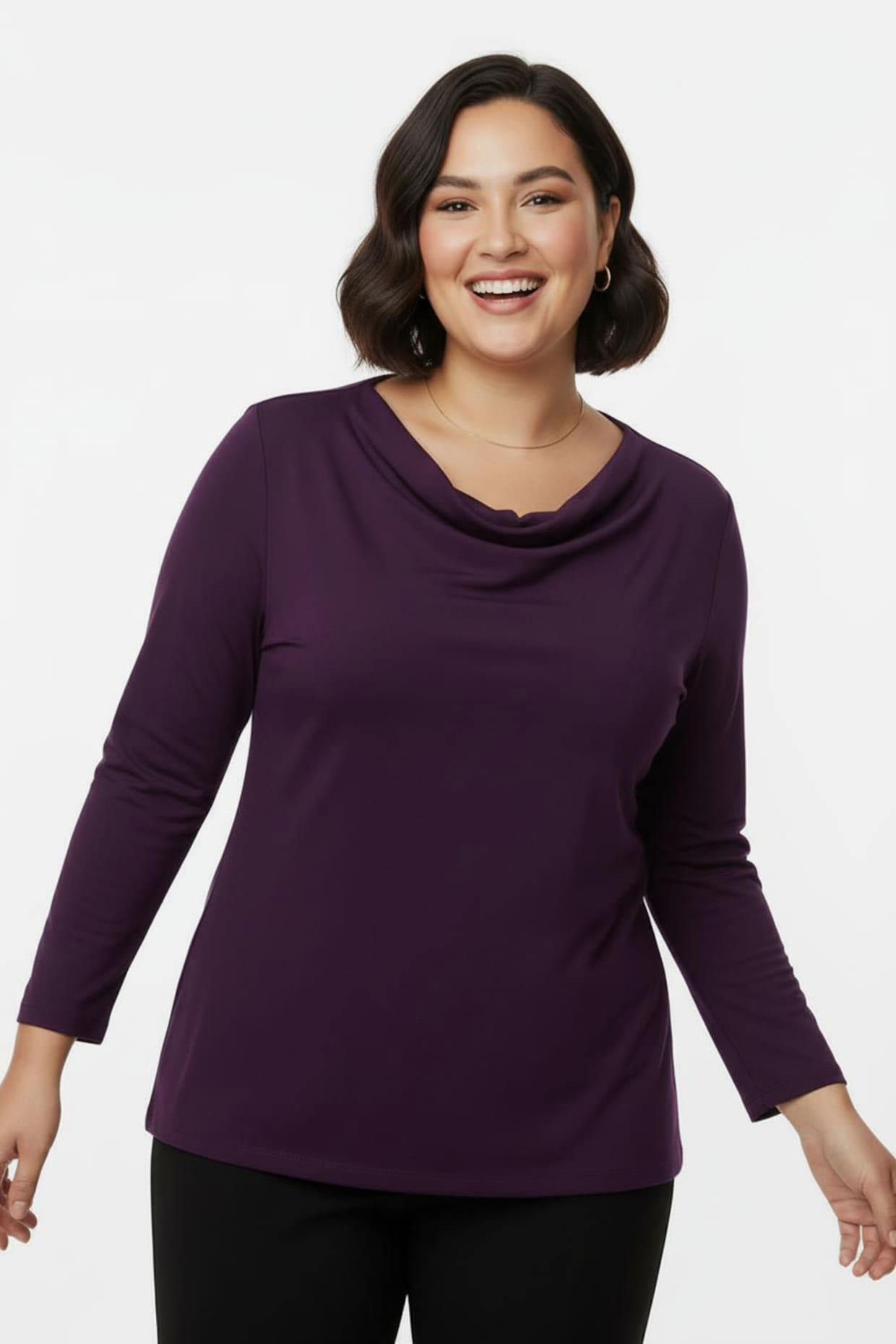 Wasserfallshirt mit 3/4-langen Ärmeln - traube