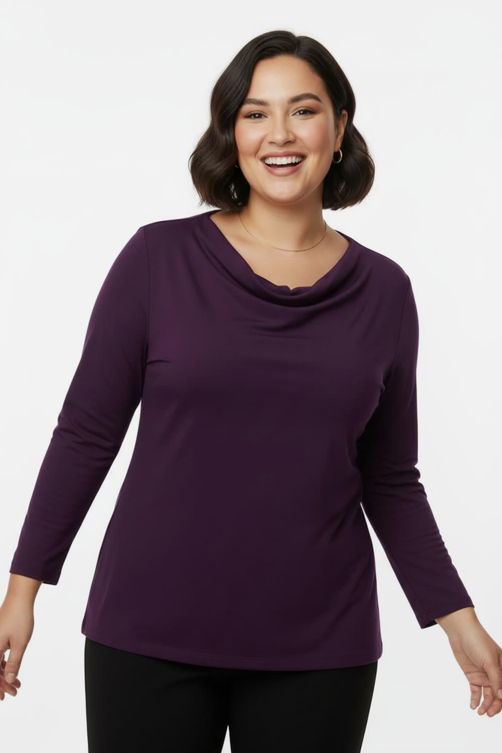 Wasserfallshirt mit 3/4-langen Ärmeln - traube