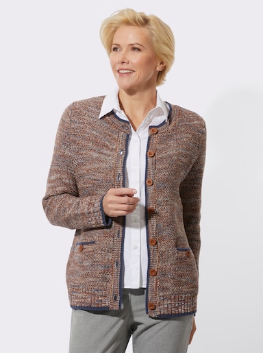 Strickjacke in effektvoller Strickstruktur - cognac-bleu-meliert