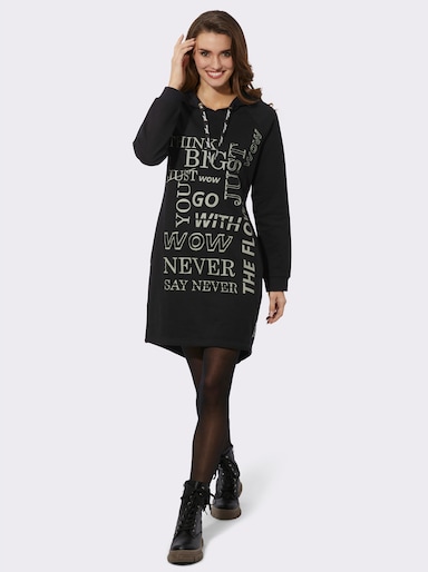 Jerseykleid mit Schriftzug-Print - schwarz-schlamm