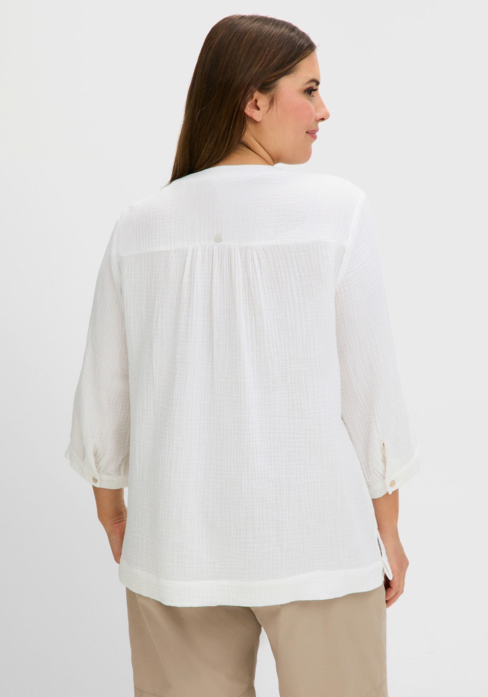 sheego Tunika aus Musselin, mit V-Schlitz - ecru