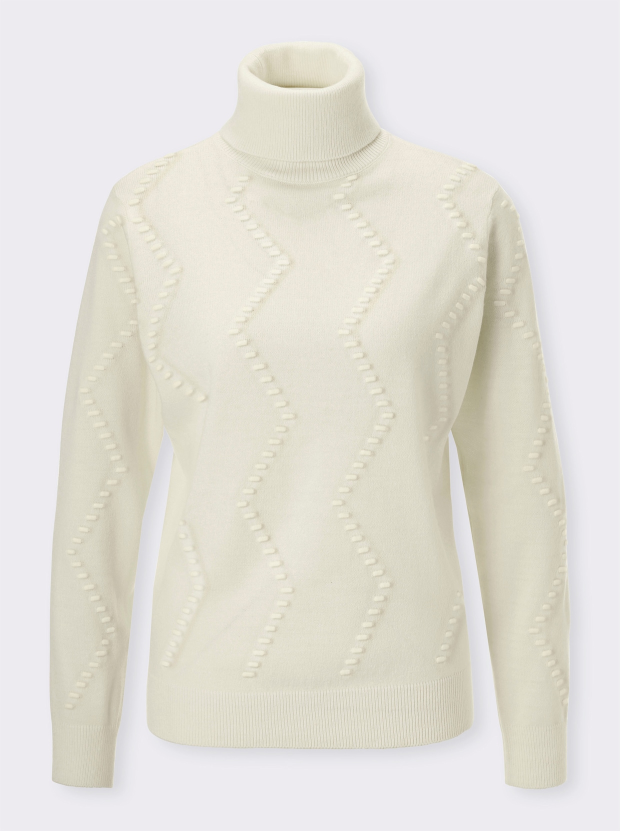 Pullover met rolkraag en zigzag-breipatroon - champagne