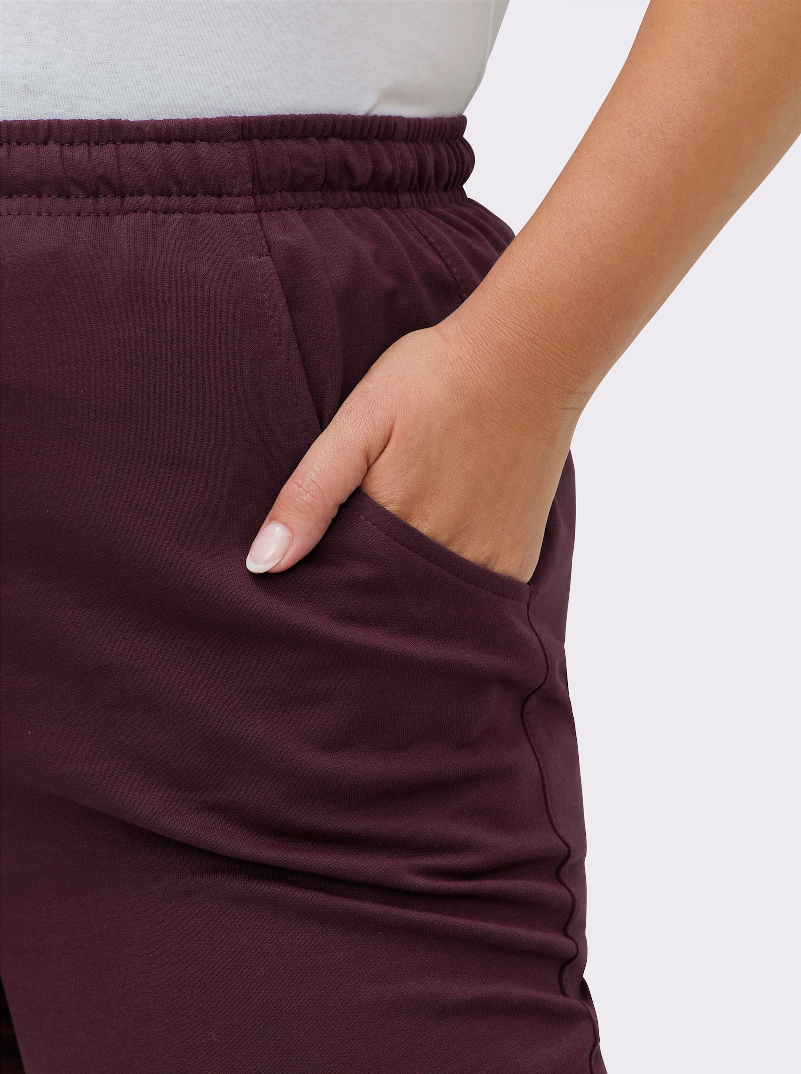 Jerseyhose mit Tunnelzug und Bindeband - burgund