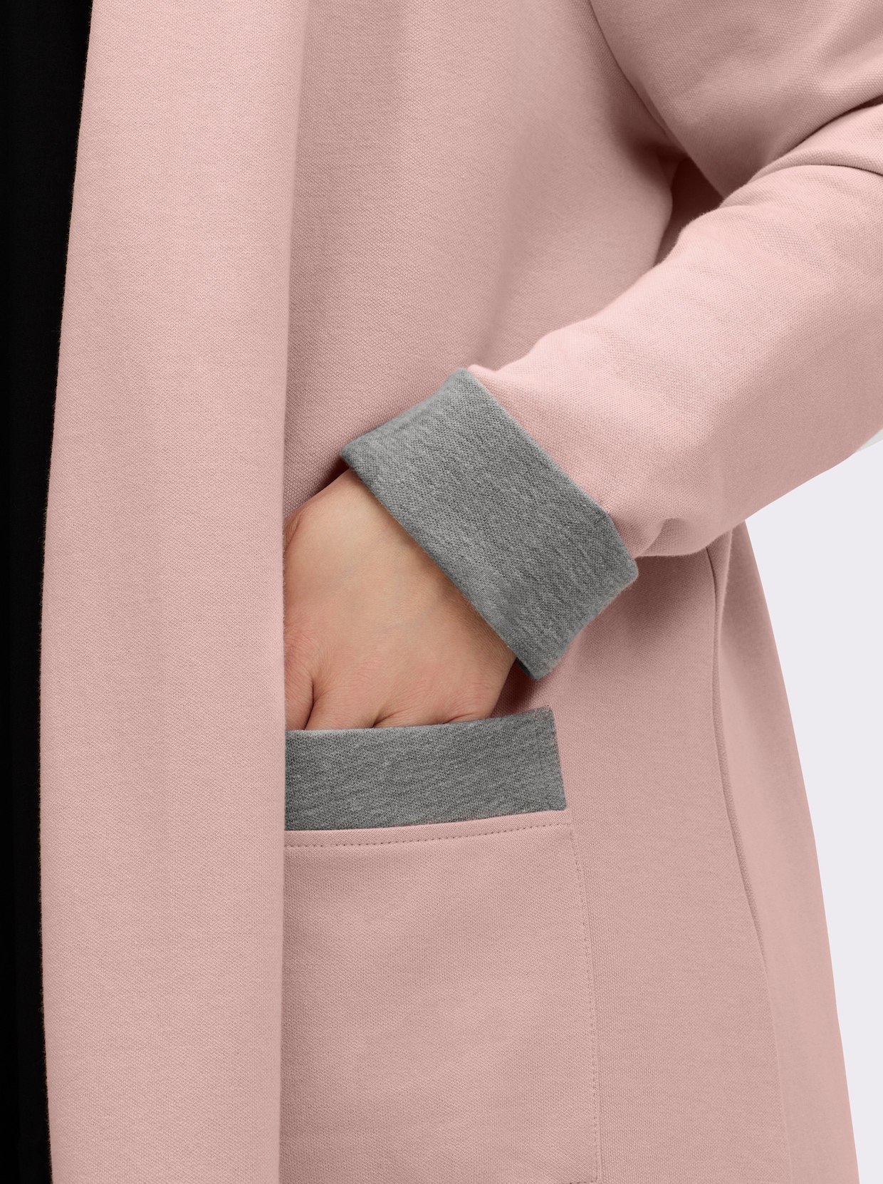 Shirtjacke in Interlock-Jersey-Qualität - altrosé-grau-meliert