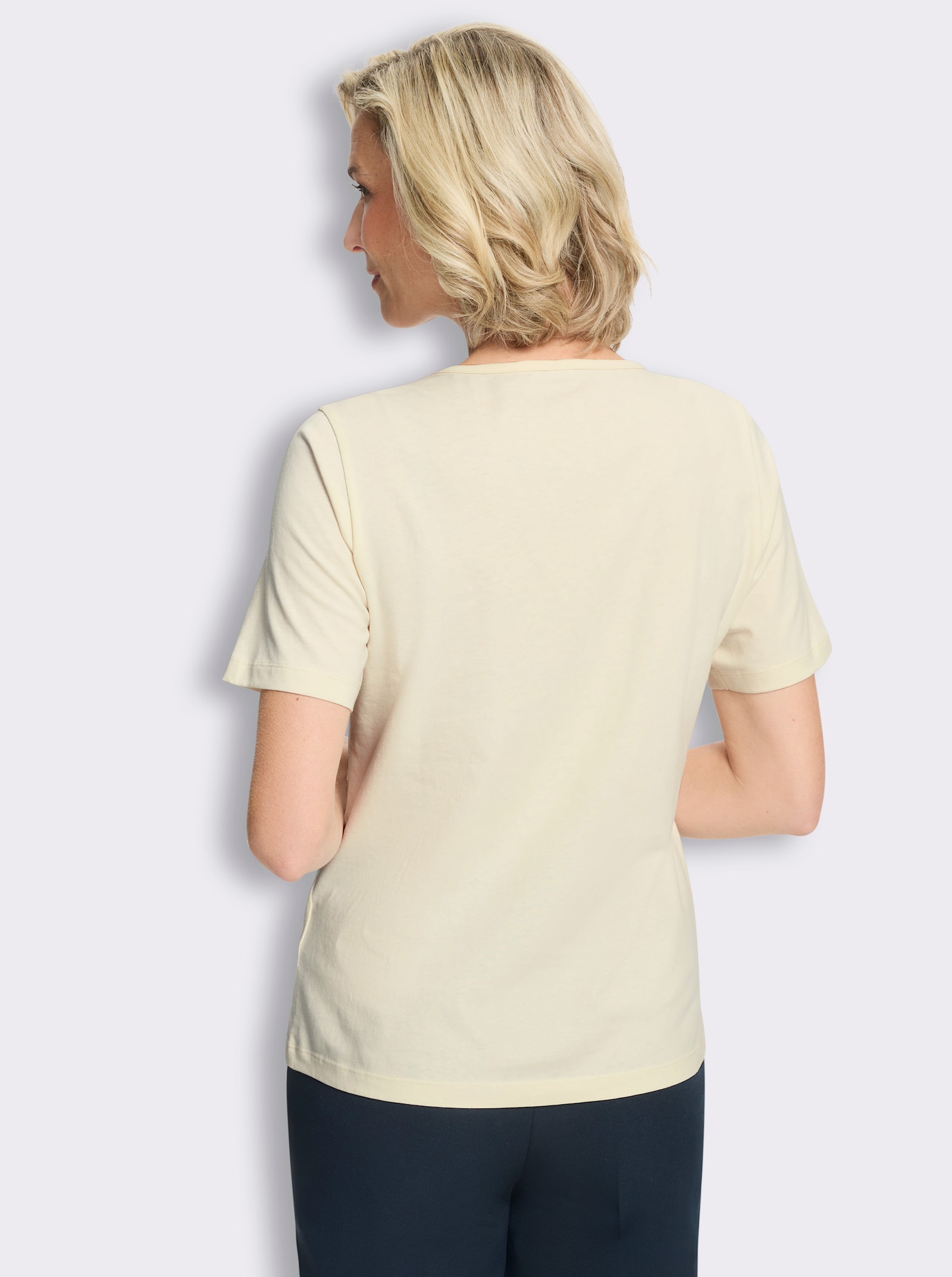 Shirt met korte mouwen en bloemenprint - champagne/roze