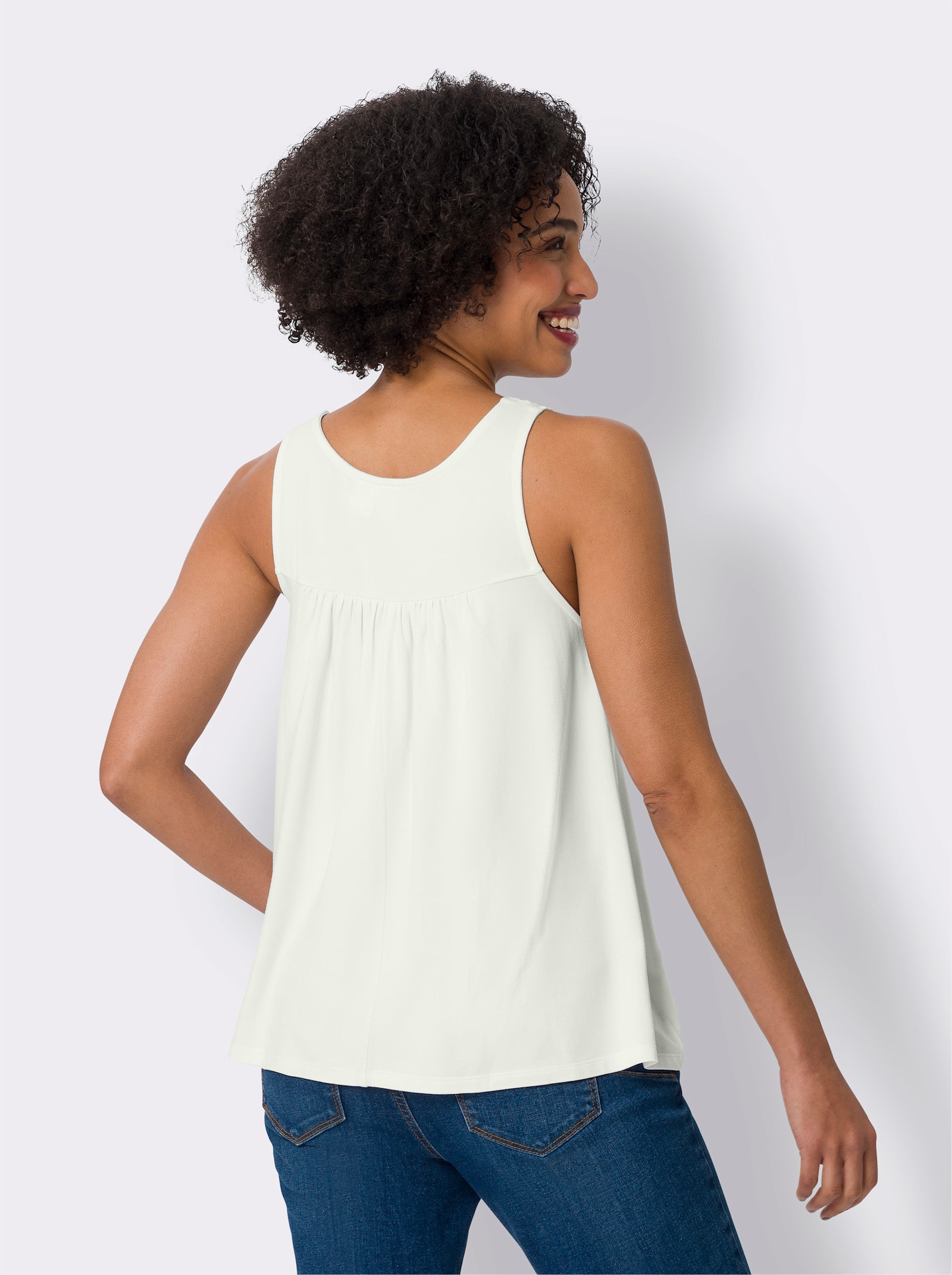 heine Shirttop mit Häkeleinsatz - ecru