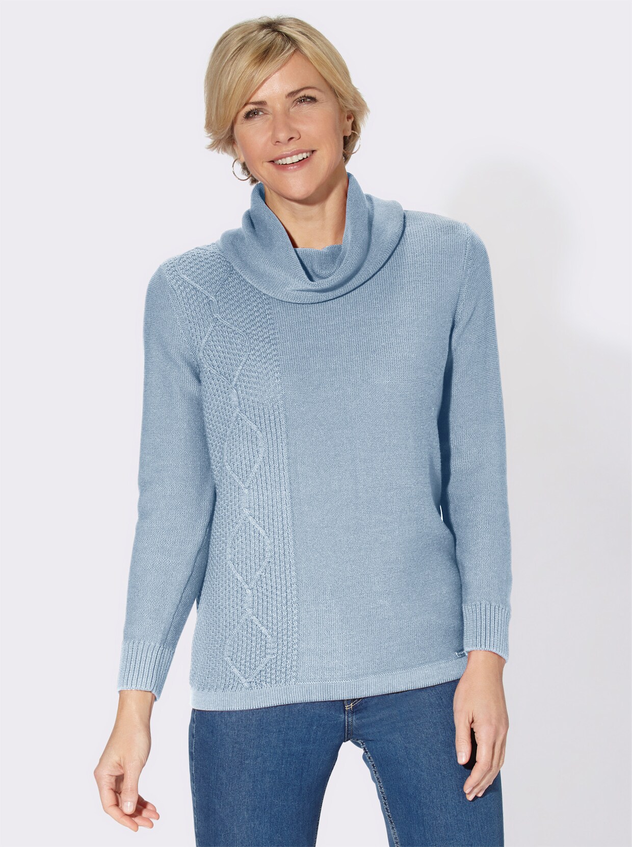Rollkragenpullover - hellblau