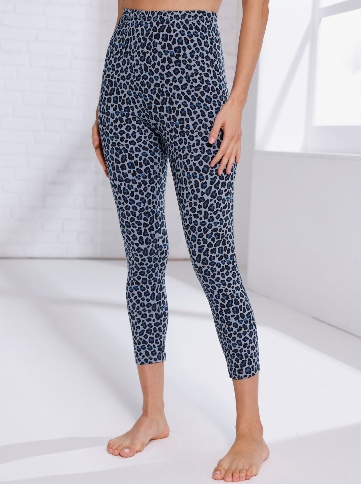 Leggings im Leo-Dessin - royalblau-bedruckt