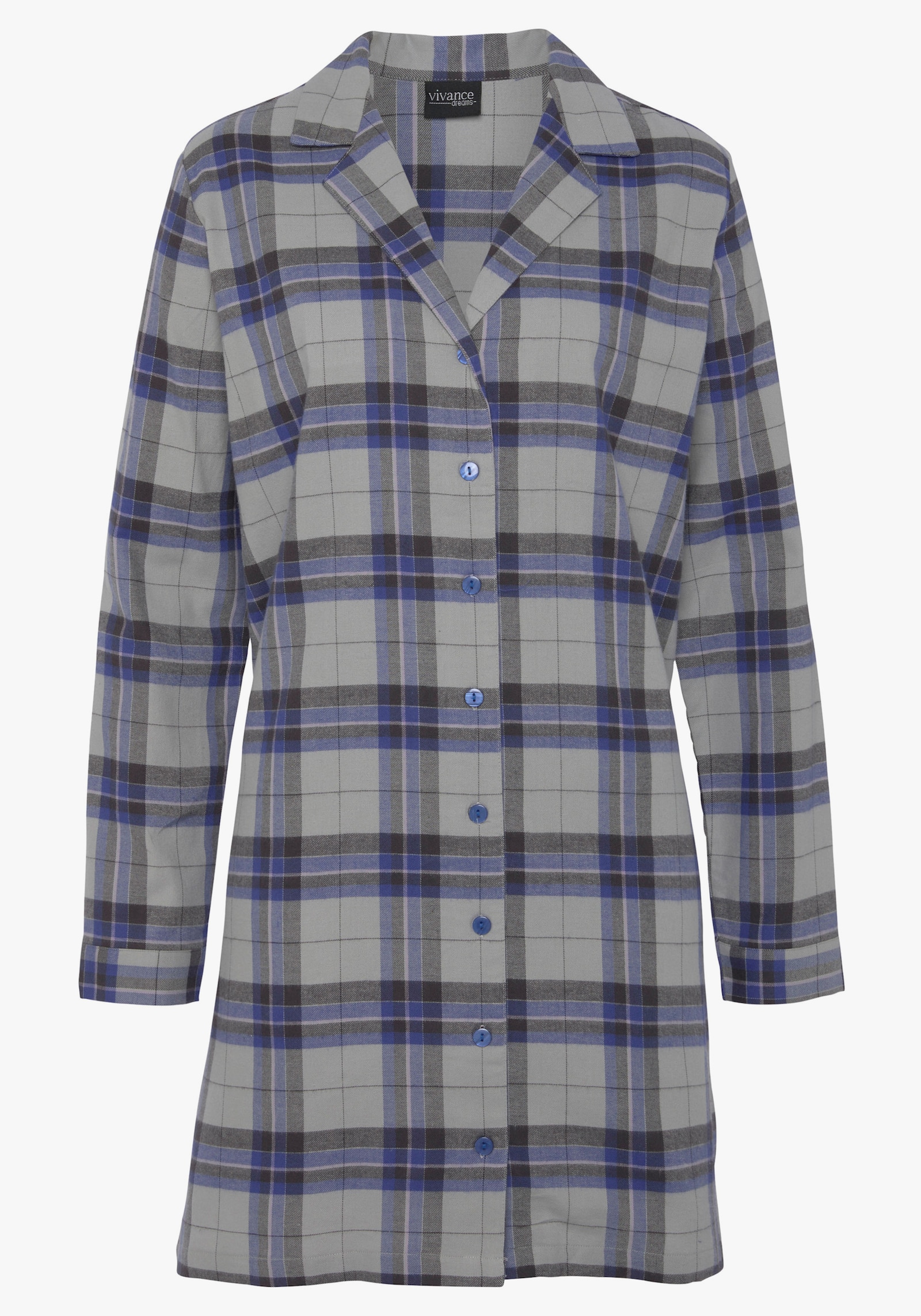 Vivance Dreams Nachthemd - blau-grau-kariert