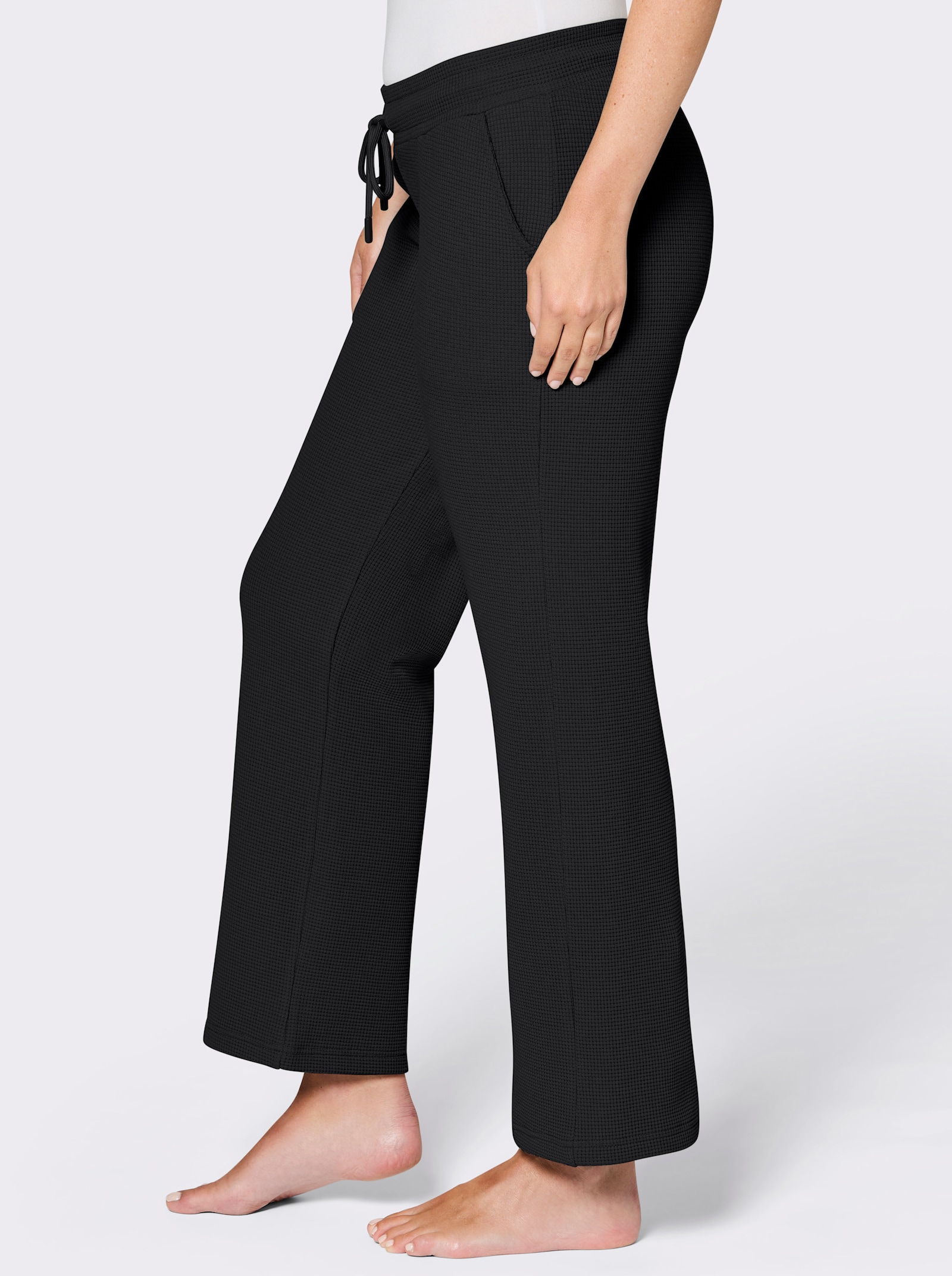 feel good Dehnbund-Hose mit Waffelstruktur - schwarz