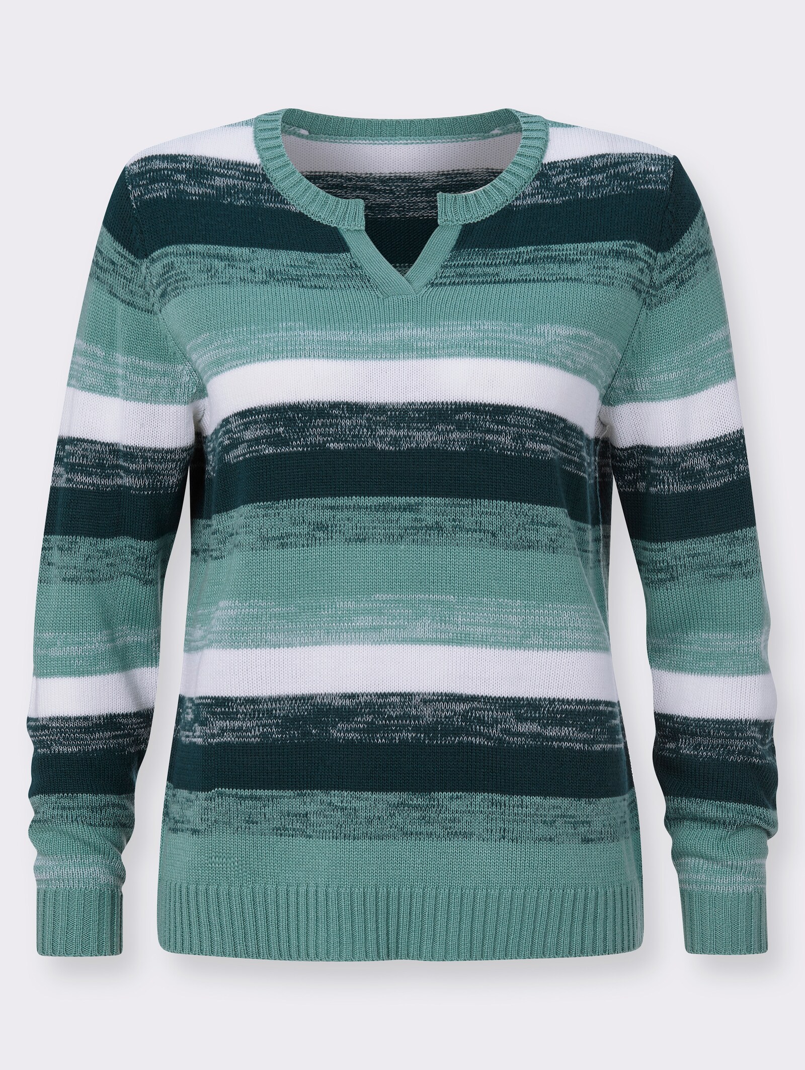 Pullover met lange mouwen in streepdessin - aquapetrol gedessineerd