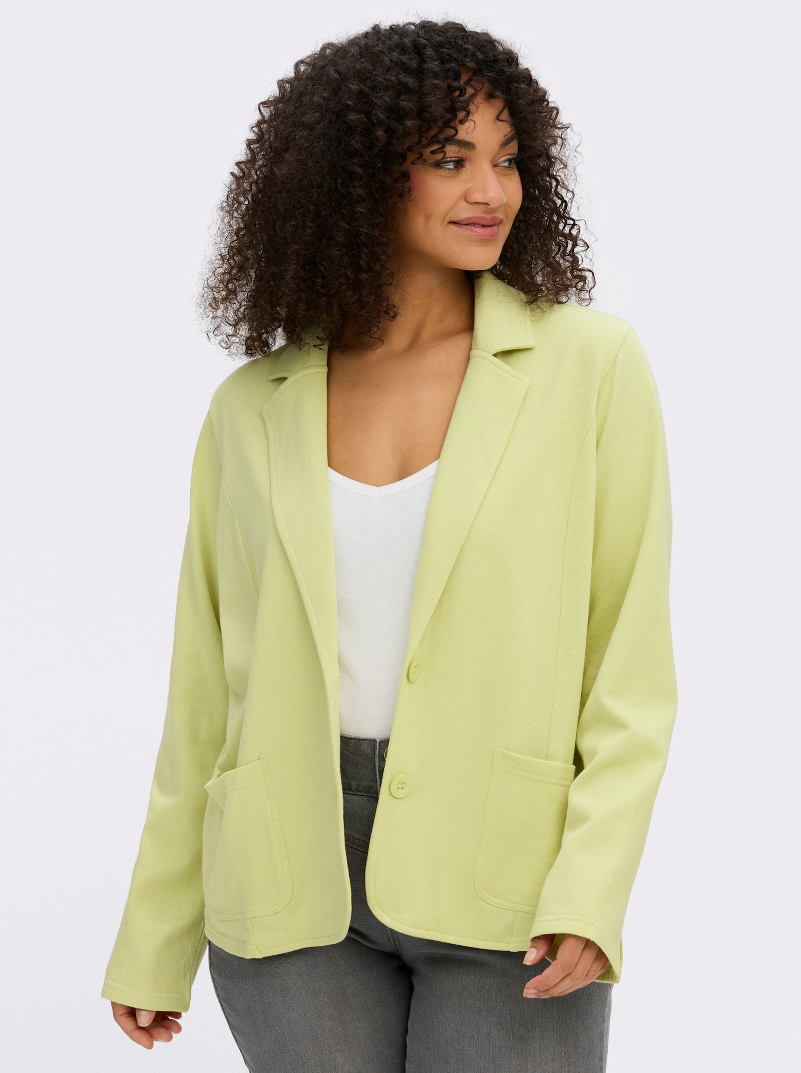 sheego Sweatblazer im figurbetonten Schnitt - pistazie