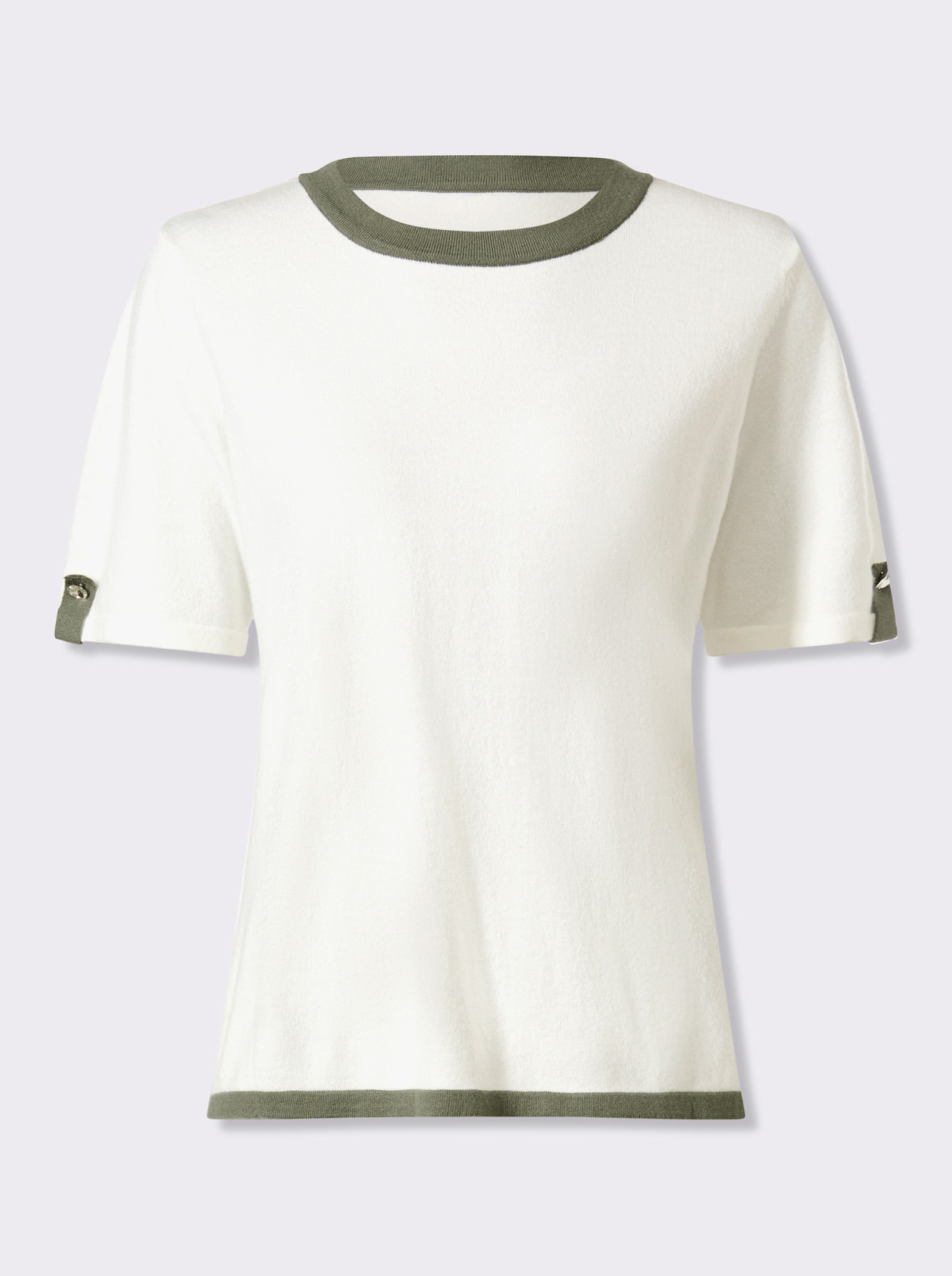 heine Pullover met korte mouwen en contrastkleurige hals - ecru