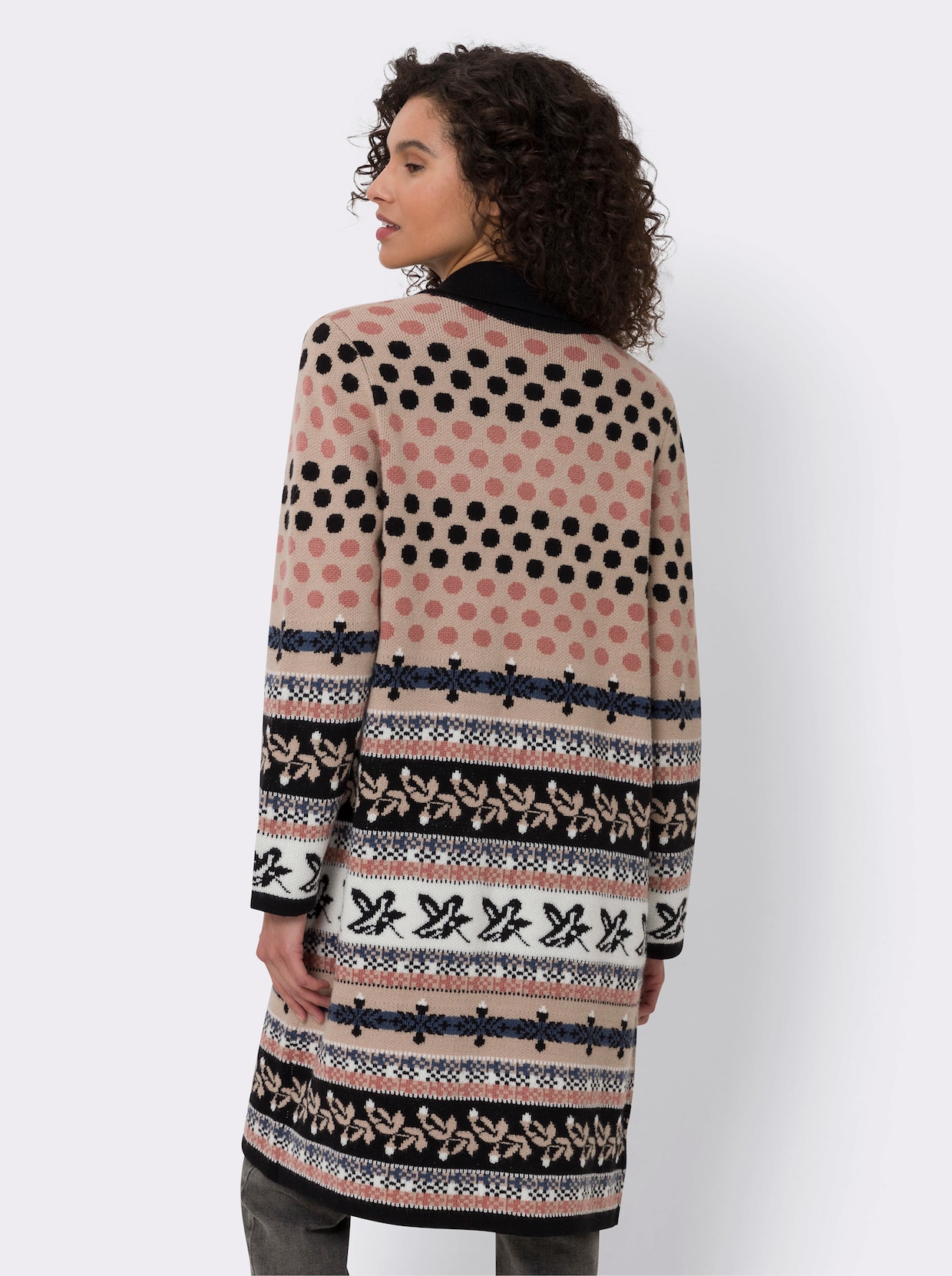 heine Jacquardvest - zwart/beige gedessineerd