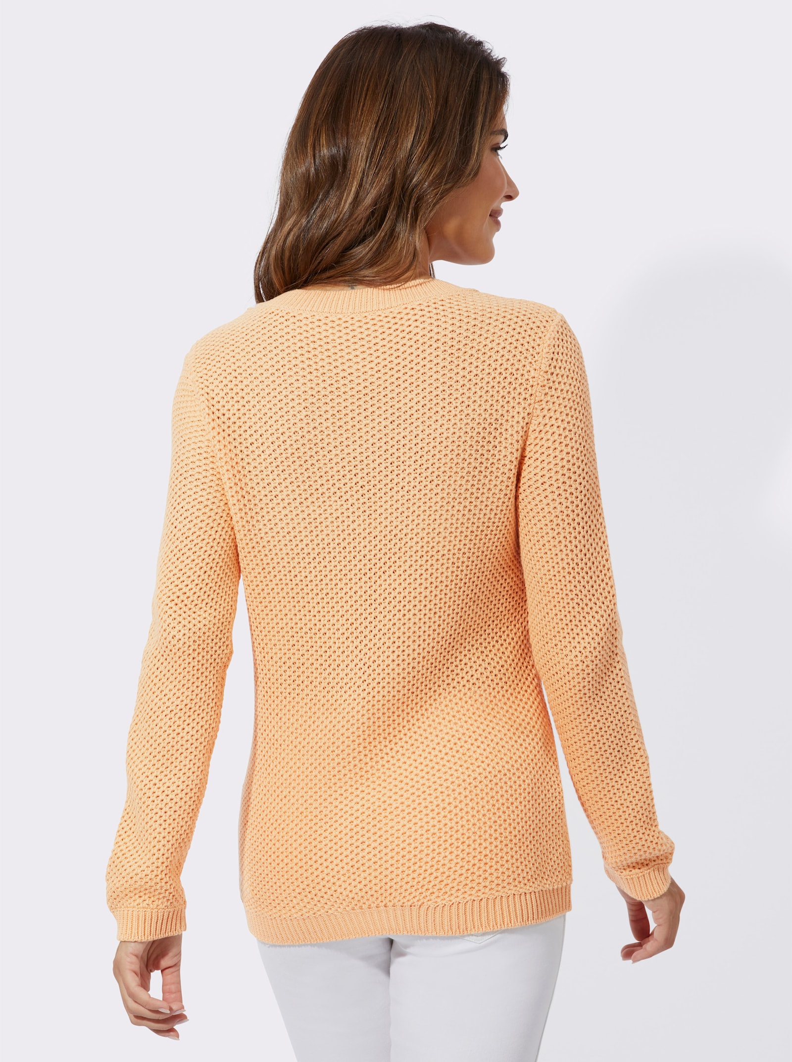 Langarm-Pullover aus reiner Baumwolle - apricot