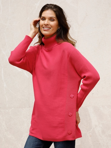 Langarm-Pullover mit Fledermaus-Ärmeln - pink