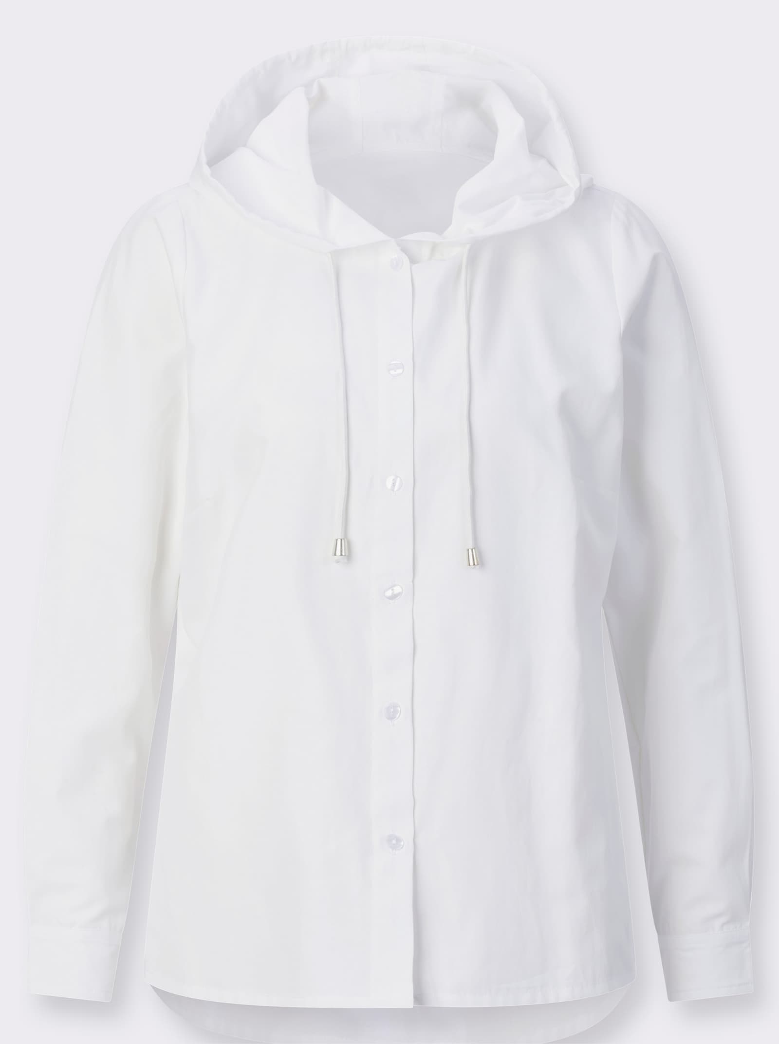 Langarmbluse mit Kapuze - ecru