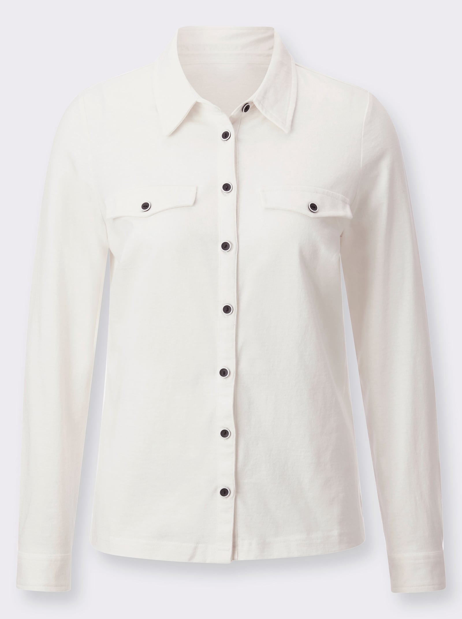 Jerseyblouse met decoratieve borstzakken - ecru