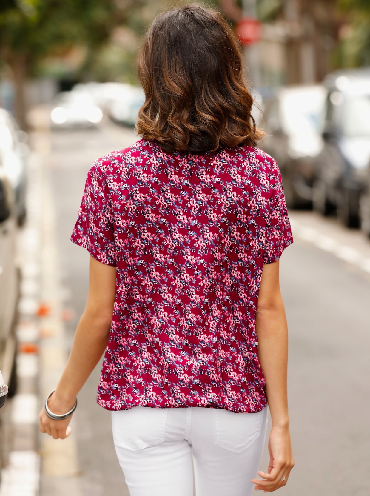 Druckbluse - bordeaux-bedruckt