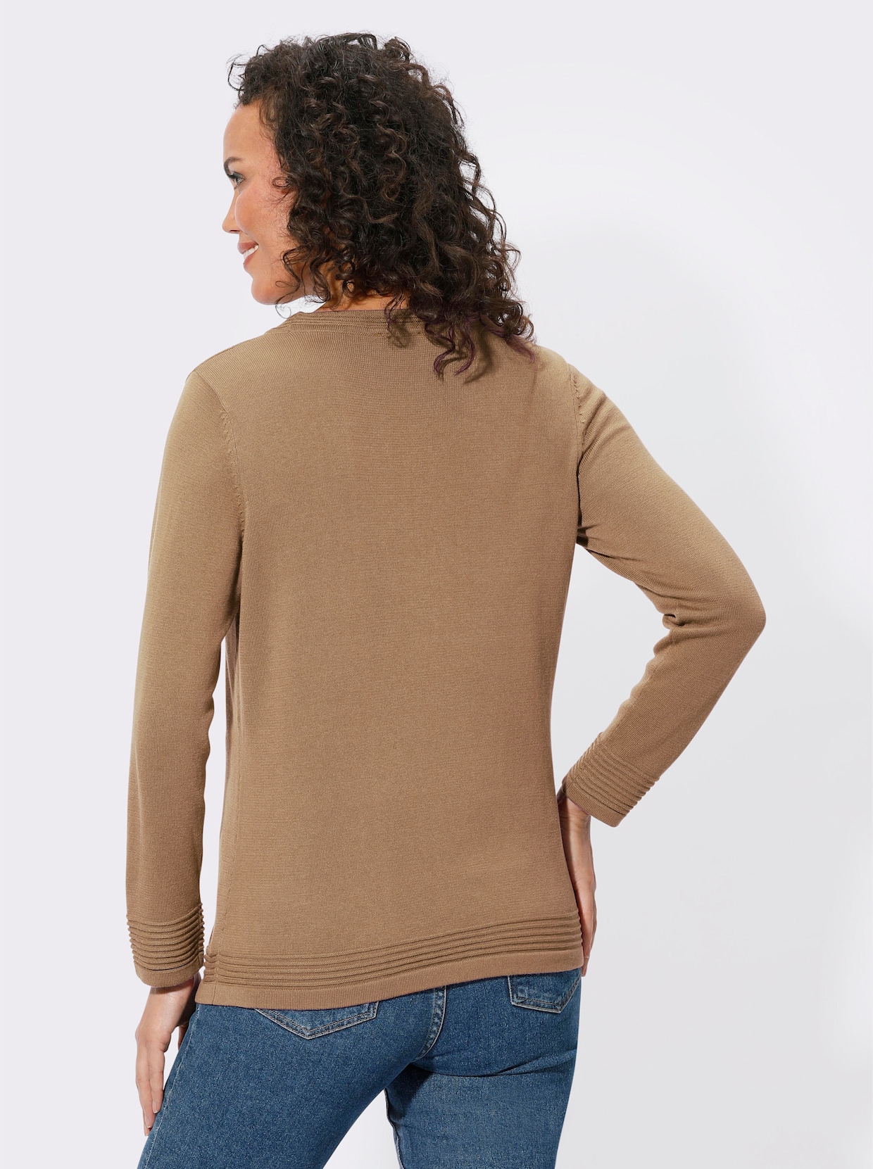 Rundhals-Pullover - camel