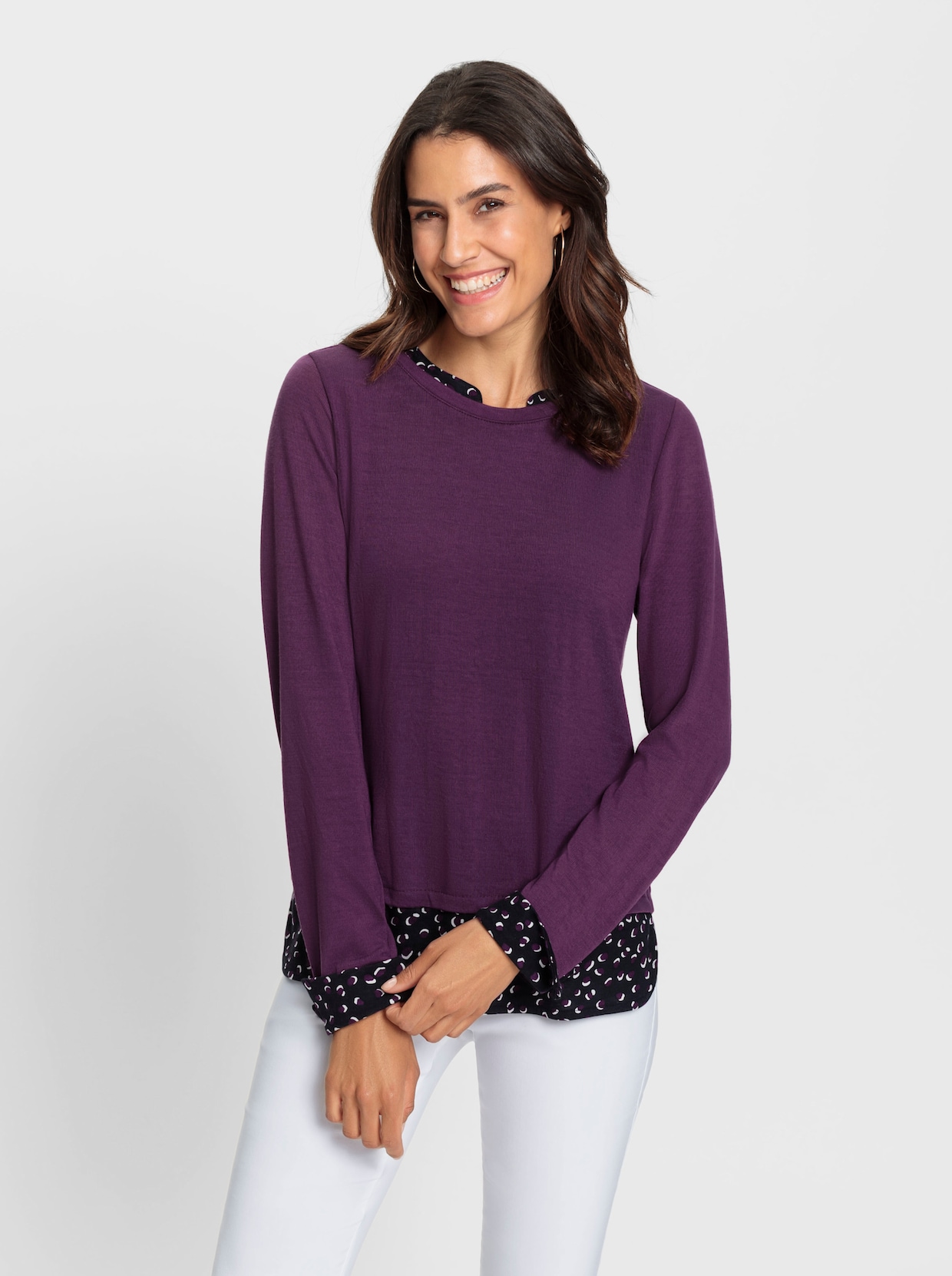 2-in-1-shirt - druif bedrukt
