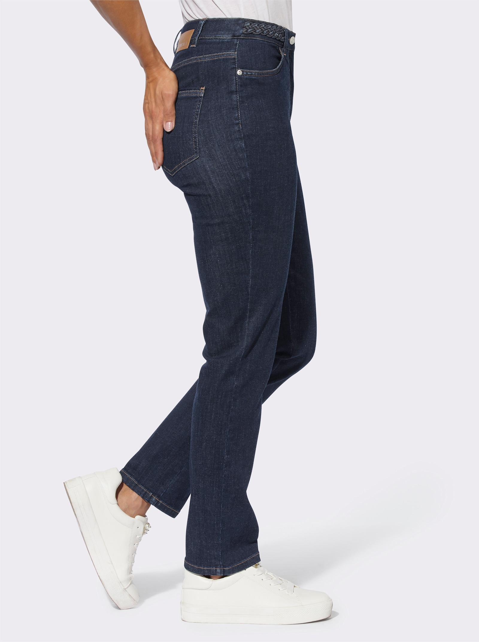 Cosma Jeans mit geflochtener Zopfpartie am Bund - dark blue