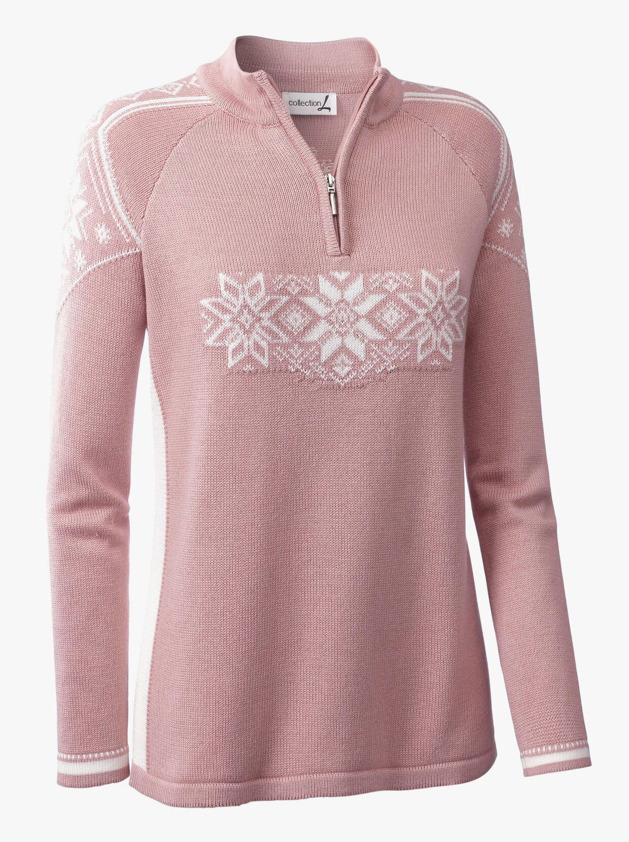 Langarm-Pullover - rosé-gemustert