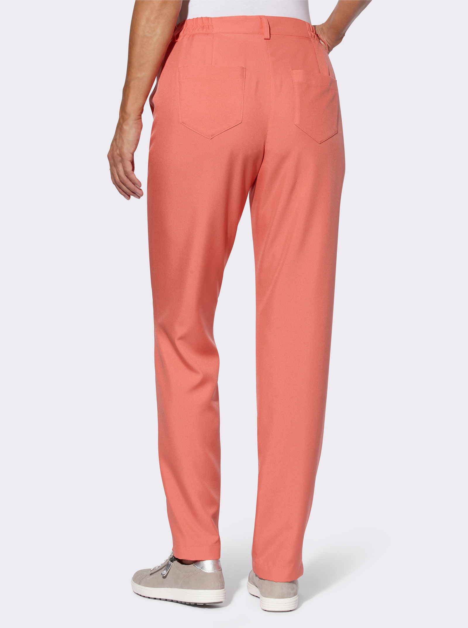 Broek met comfortband opzij - grapefruit
