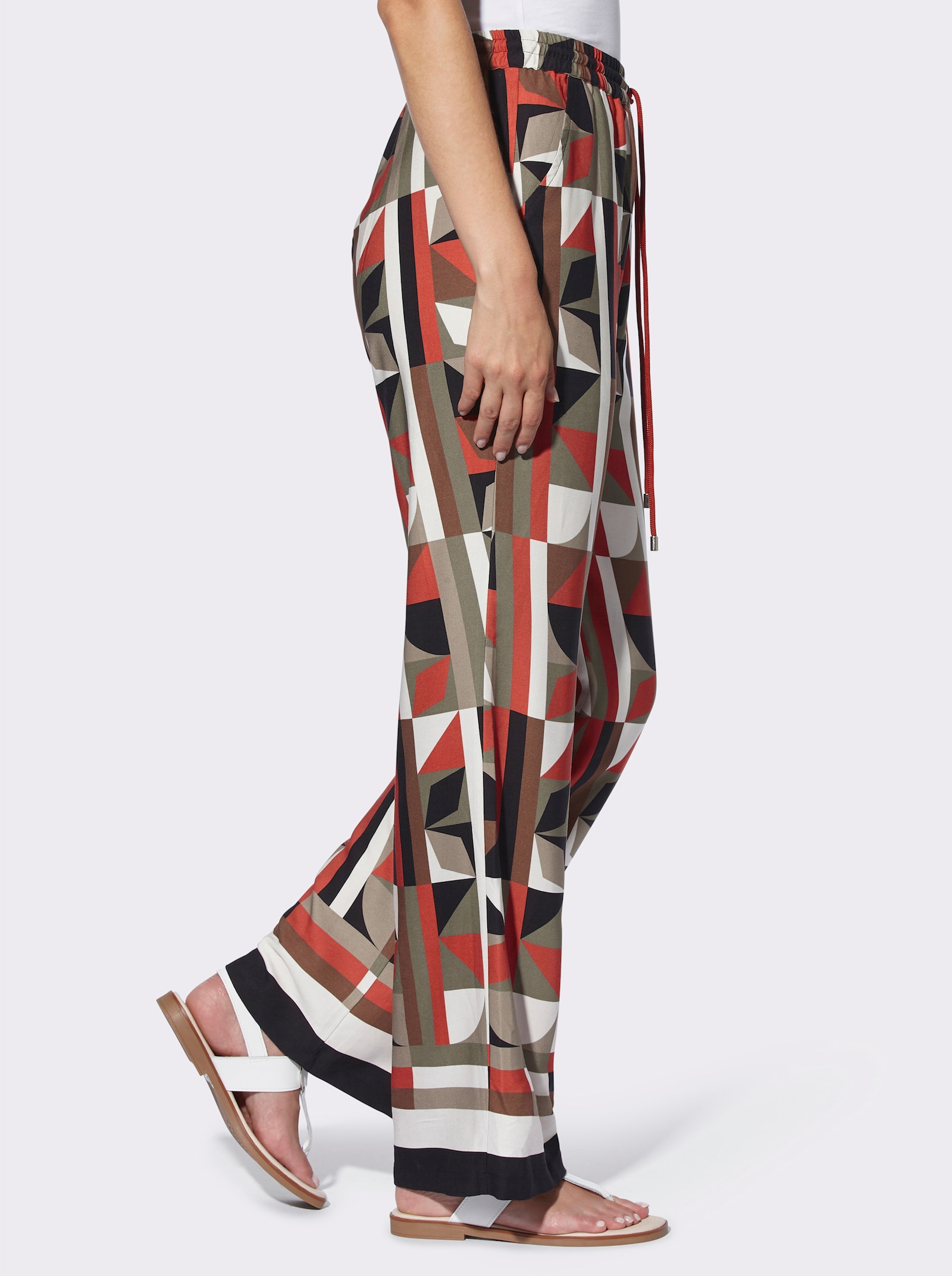 heine Druckhose mit Stretch-Bund und Kordelzug - terra-schlamm-bedruckt