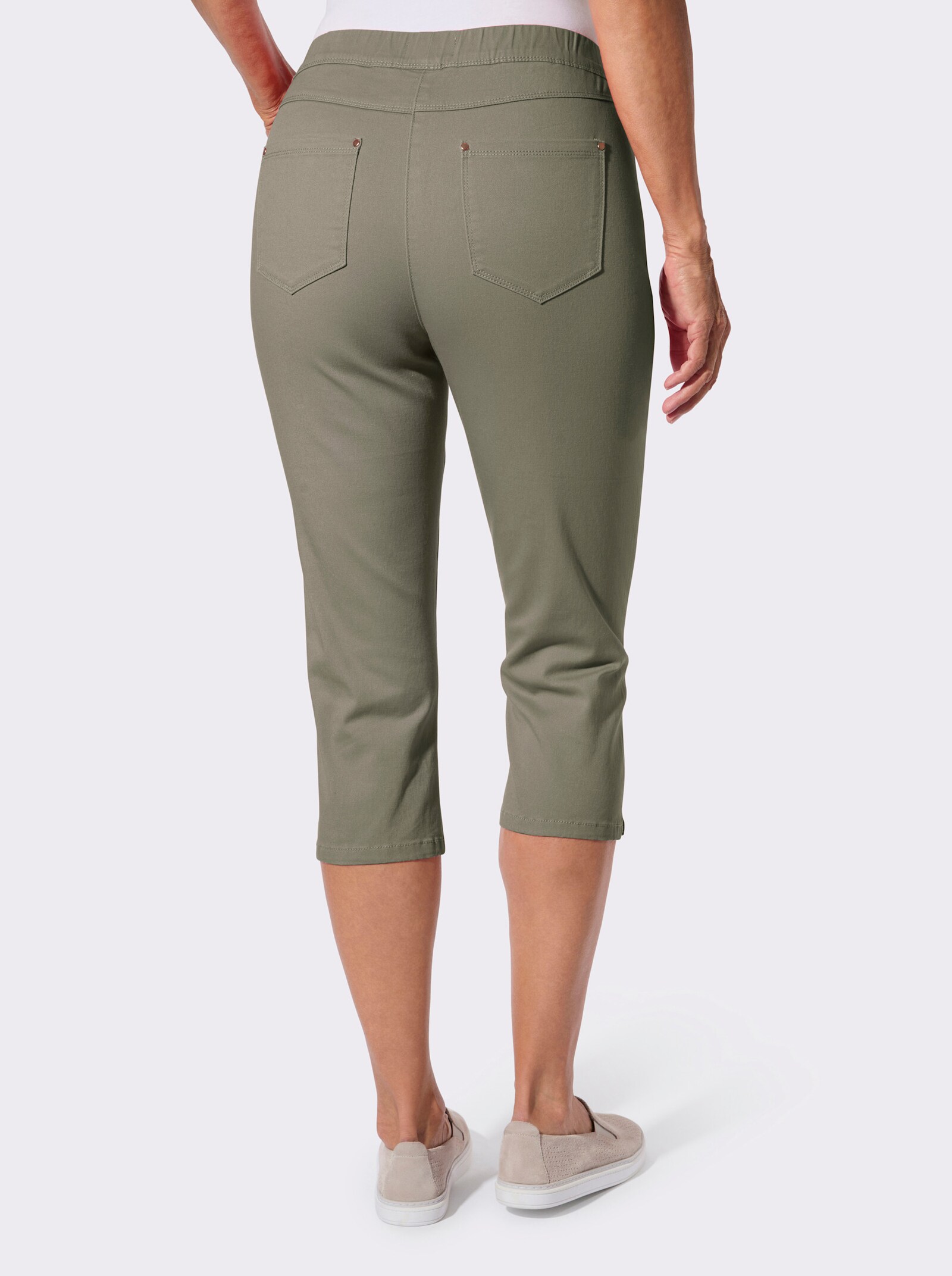 Caprijeans in Baumwoll-Stretch-Qualität - khaki