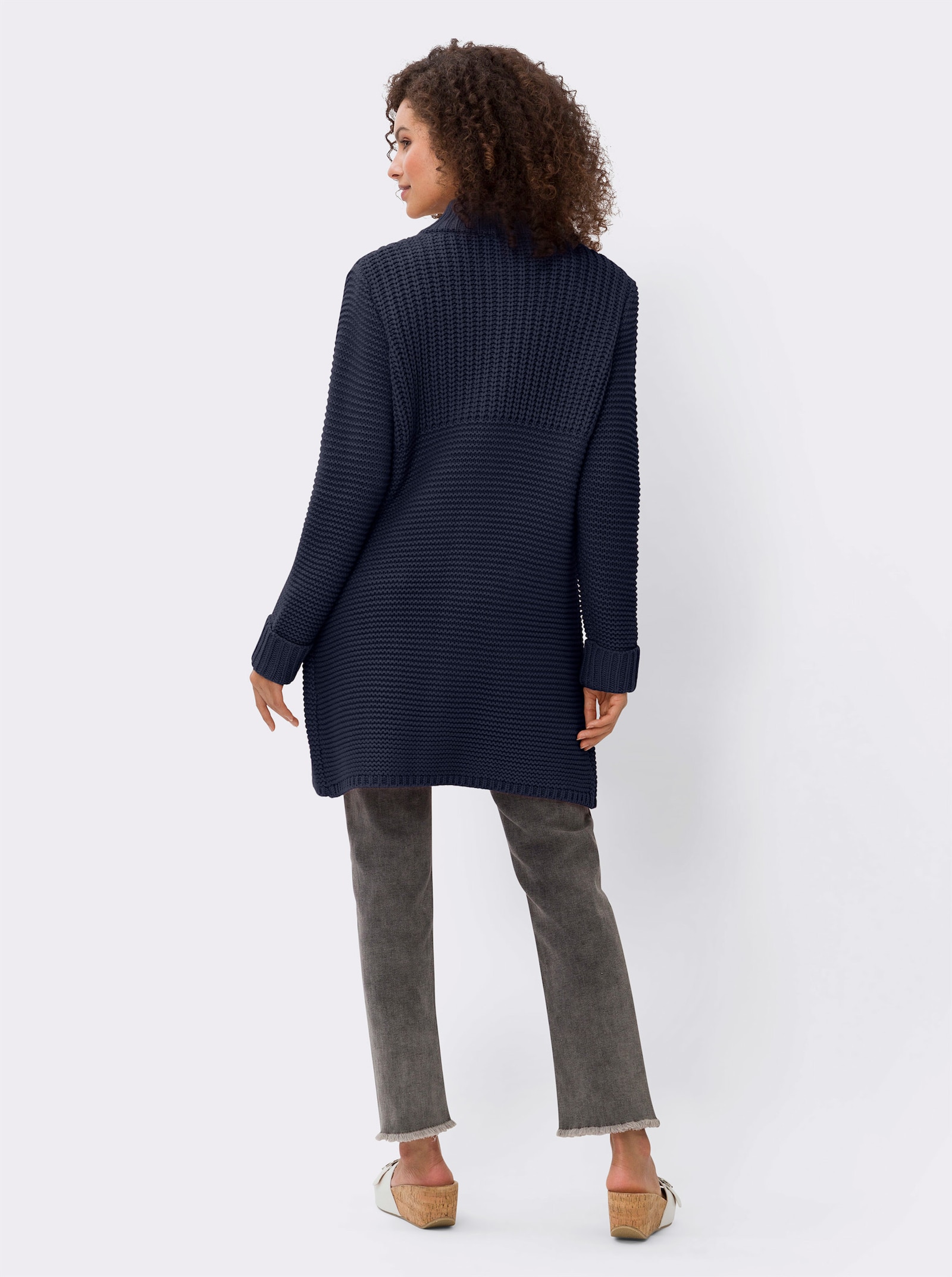 heine Strickjacke mit Stehkragen - marine